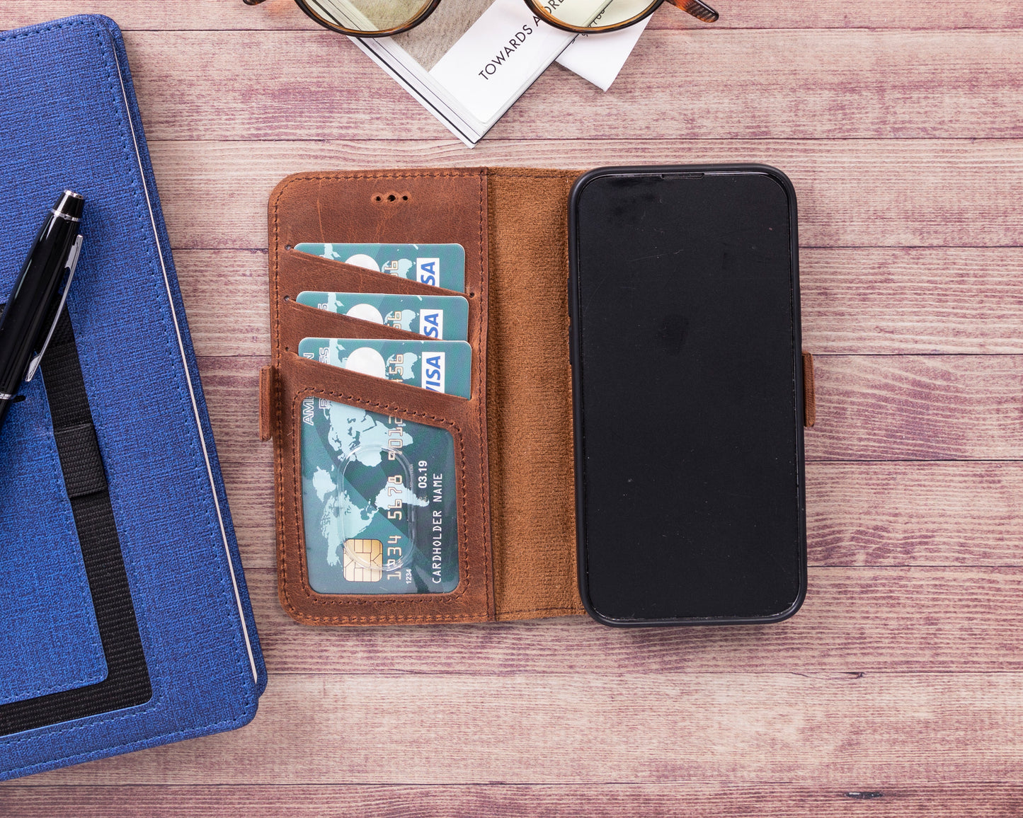 iPhone 13 Mini (5.4") Leather MagSafe Stand Wallet Case RFID Protection - Furry Leopard