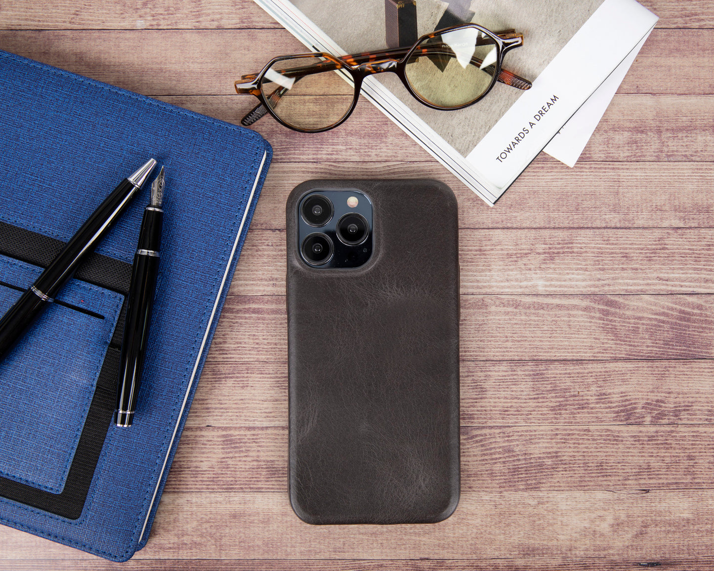 iPhone 13 Pro Max (6.7") Full Leather MagSafe Snap On Case - Rustic Black
