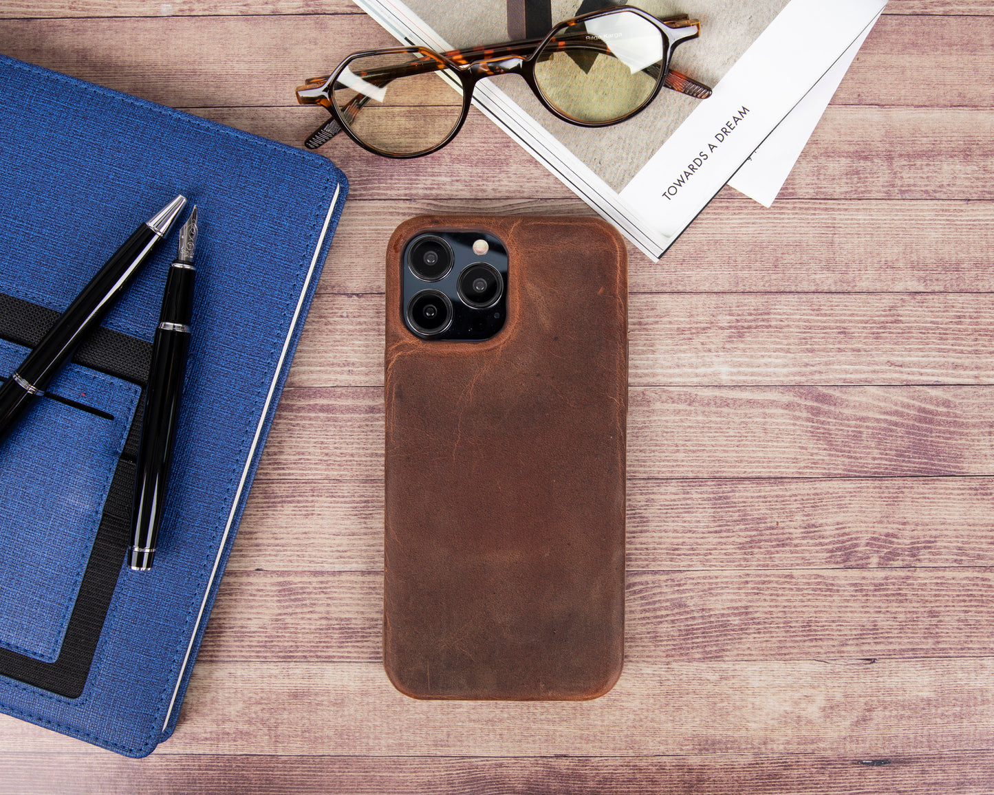 iPhone 13 Pro Max (6.7") Full Leather MagSafe Snap On Case - Teak Brown