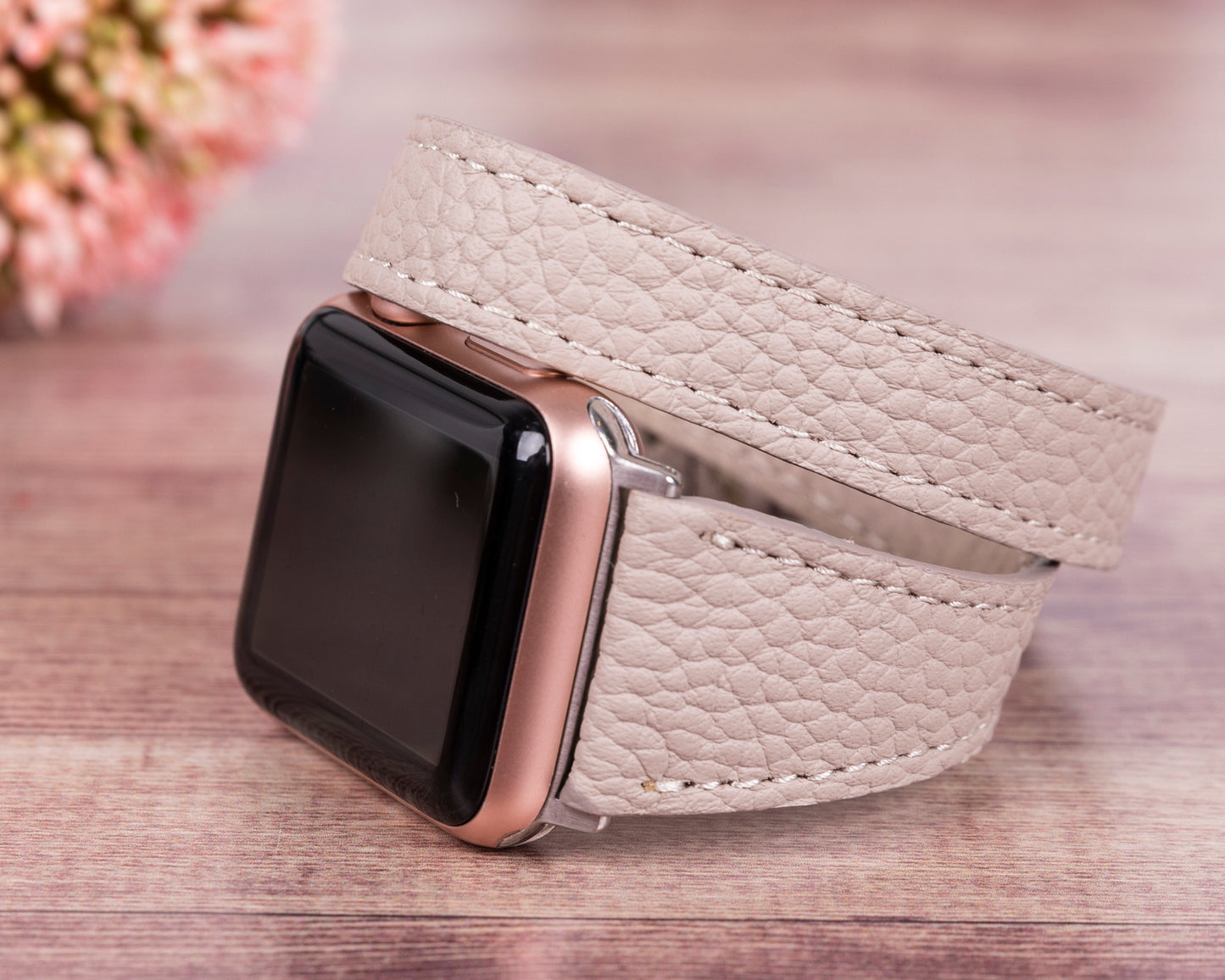 Quantum Leather Apple Watch Band - Beige