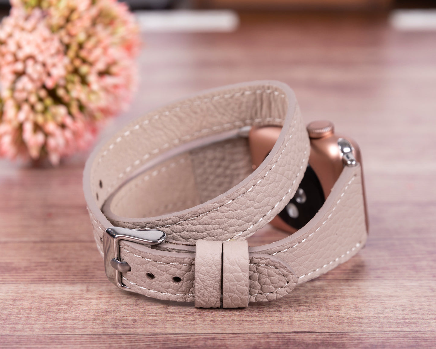 Quantum Leather Apple Watch Band - Beige
