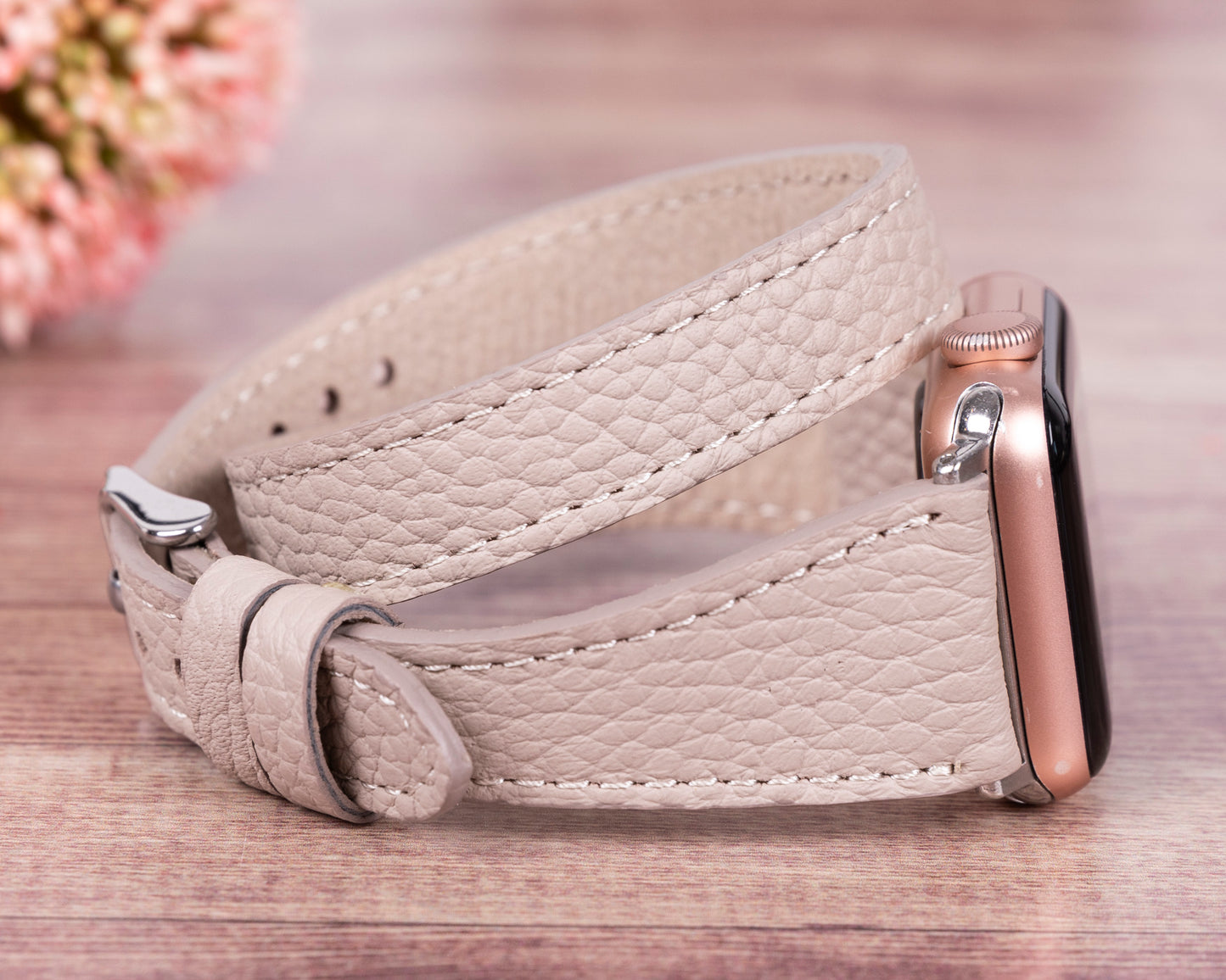 Quantum Leather Apple Watch Band - Beige