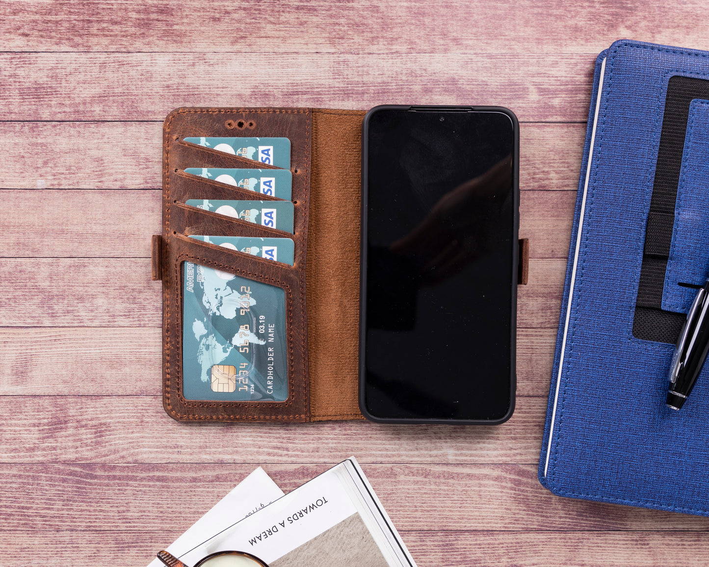 Samsung Galaxy S22 Plus (6.6") Leather Wallet Case - Teak Brown