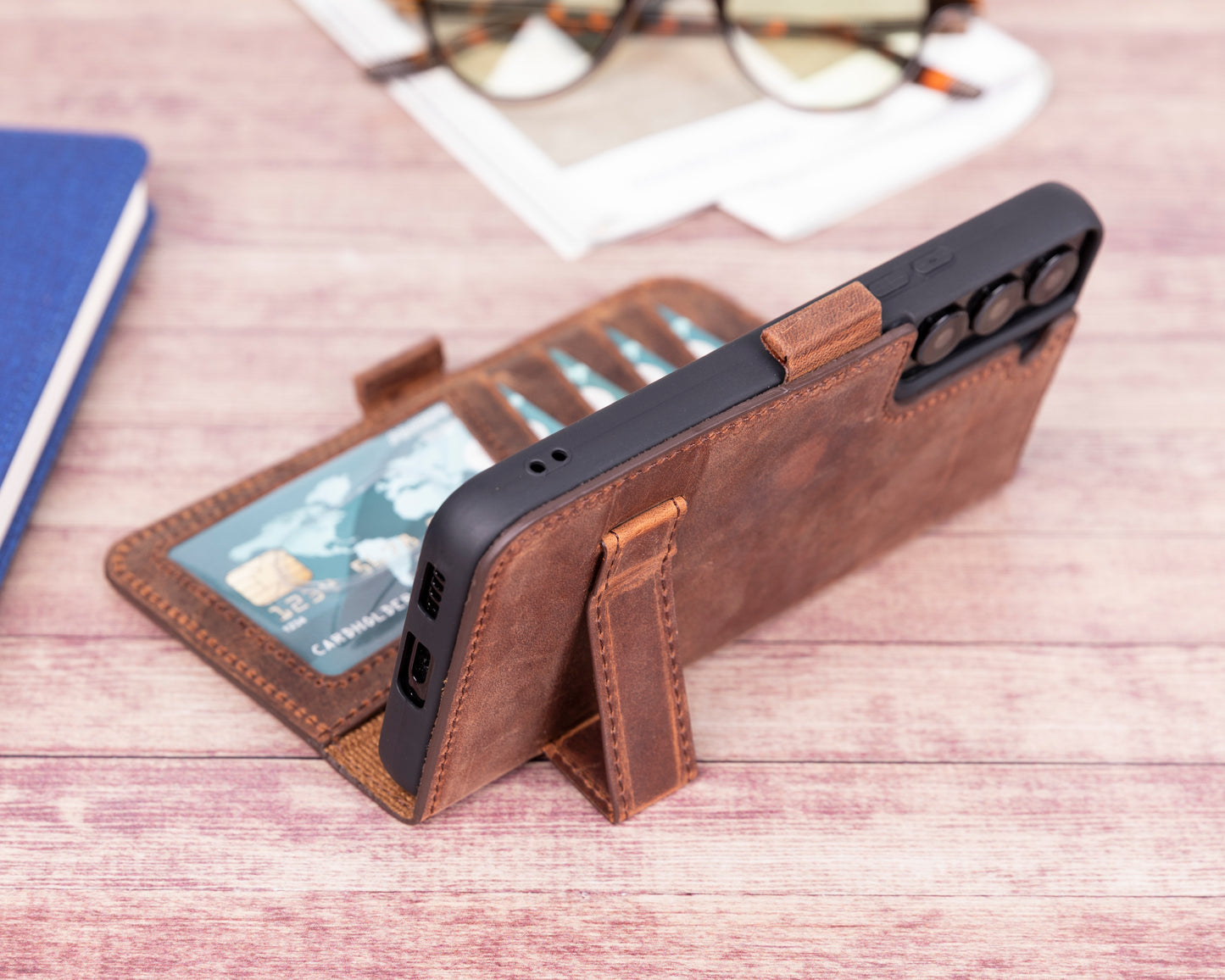 Samsung Galaxy S22 Plus (6.6") Leather Wallet Case - Teak Brown