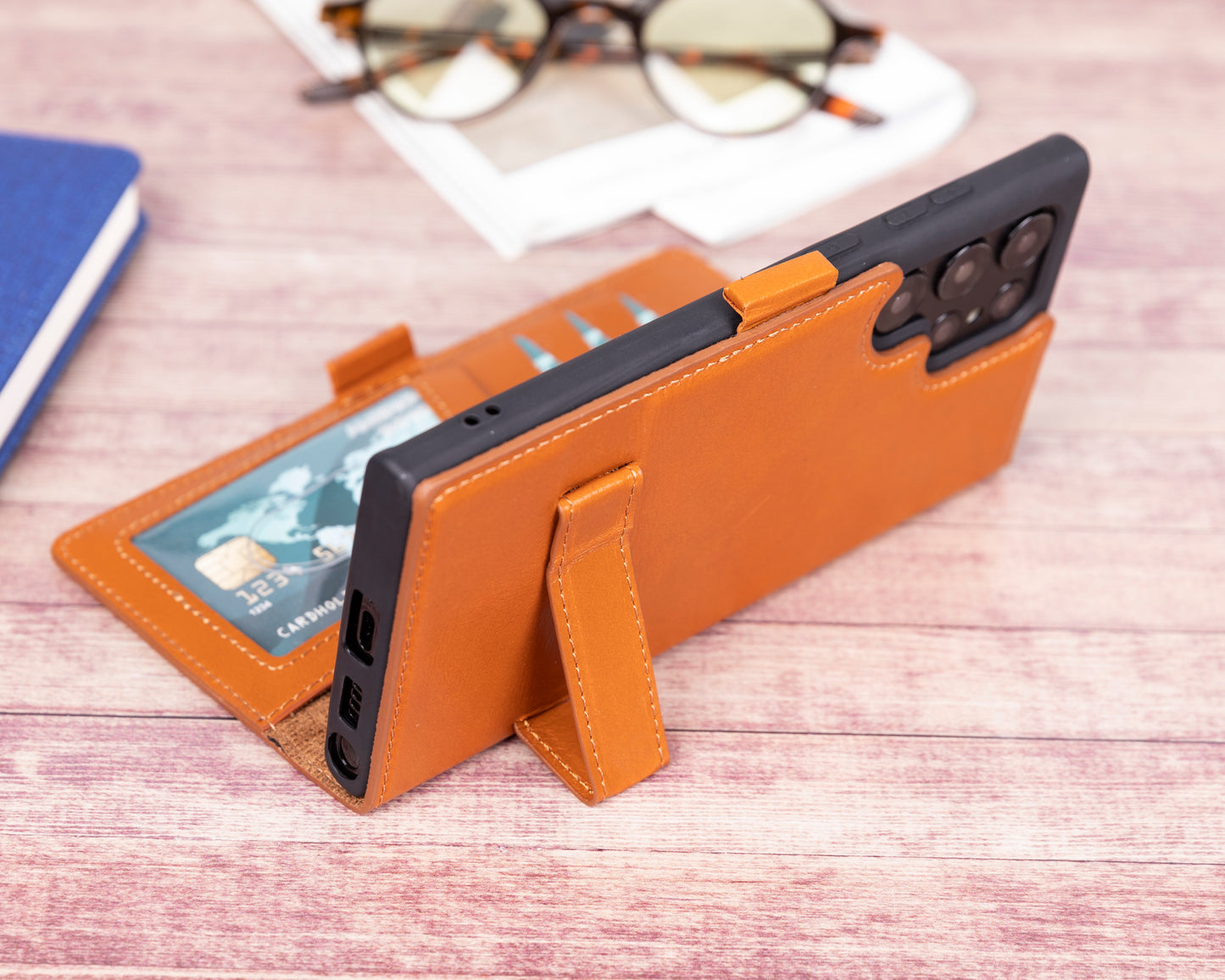 Samsung Galaxy S22 Ultra (6.8") Leather Wallet Case - Brown