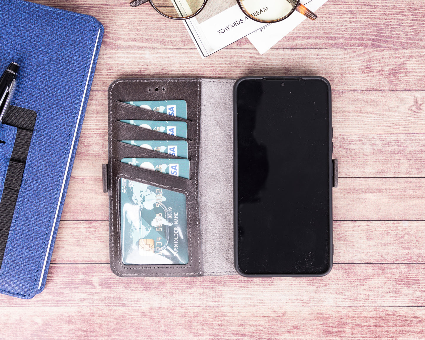 Samsung Galaxy S22 (6.1") Leather Wallet Case - Rustic Black
