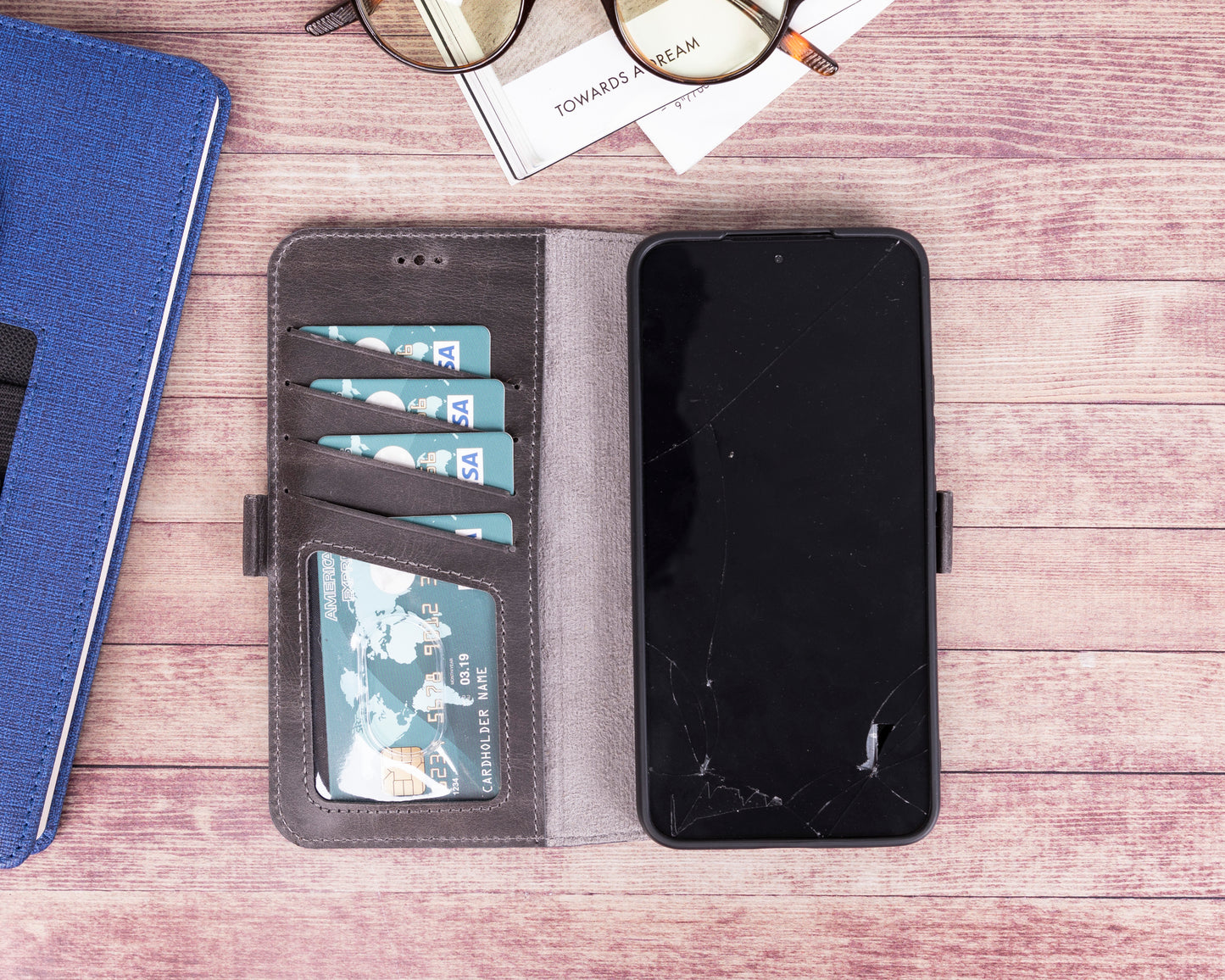 Samsung Galaxy S22 Plus (6.6") Leather Wallet Case - Rustic Black