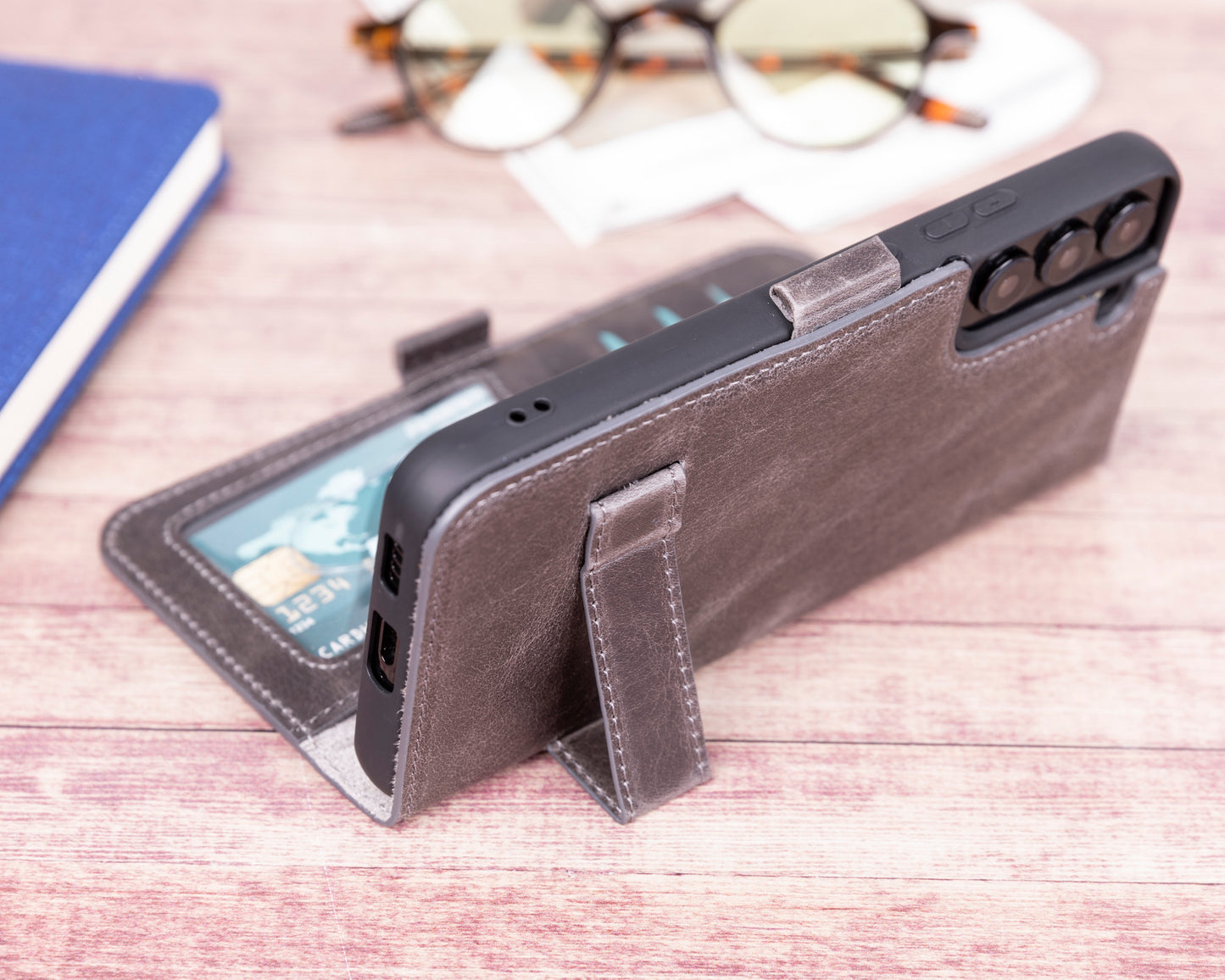 Samsung Galaxy S22 Plus (6.6") Leather Wallet Case - Rustic Black