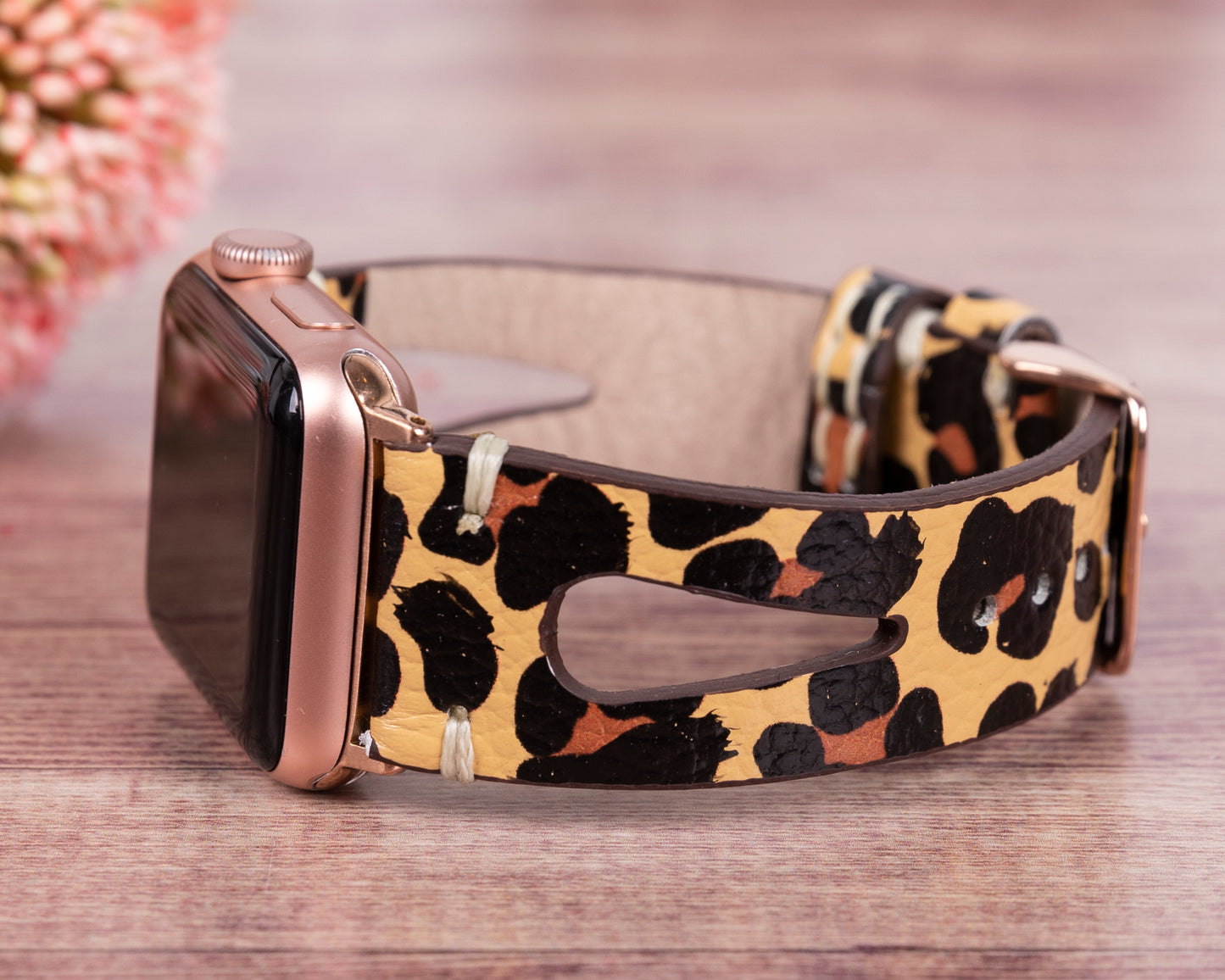 Caen Leather Apple Watch Band - Leopard