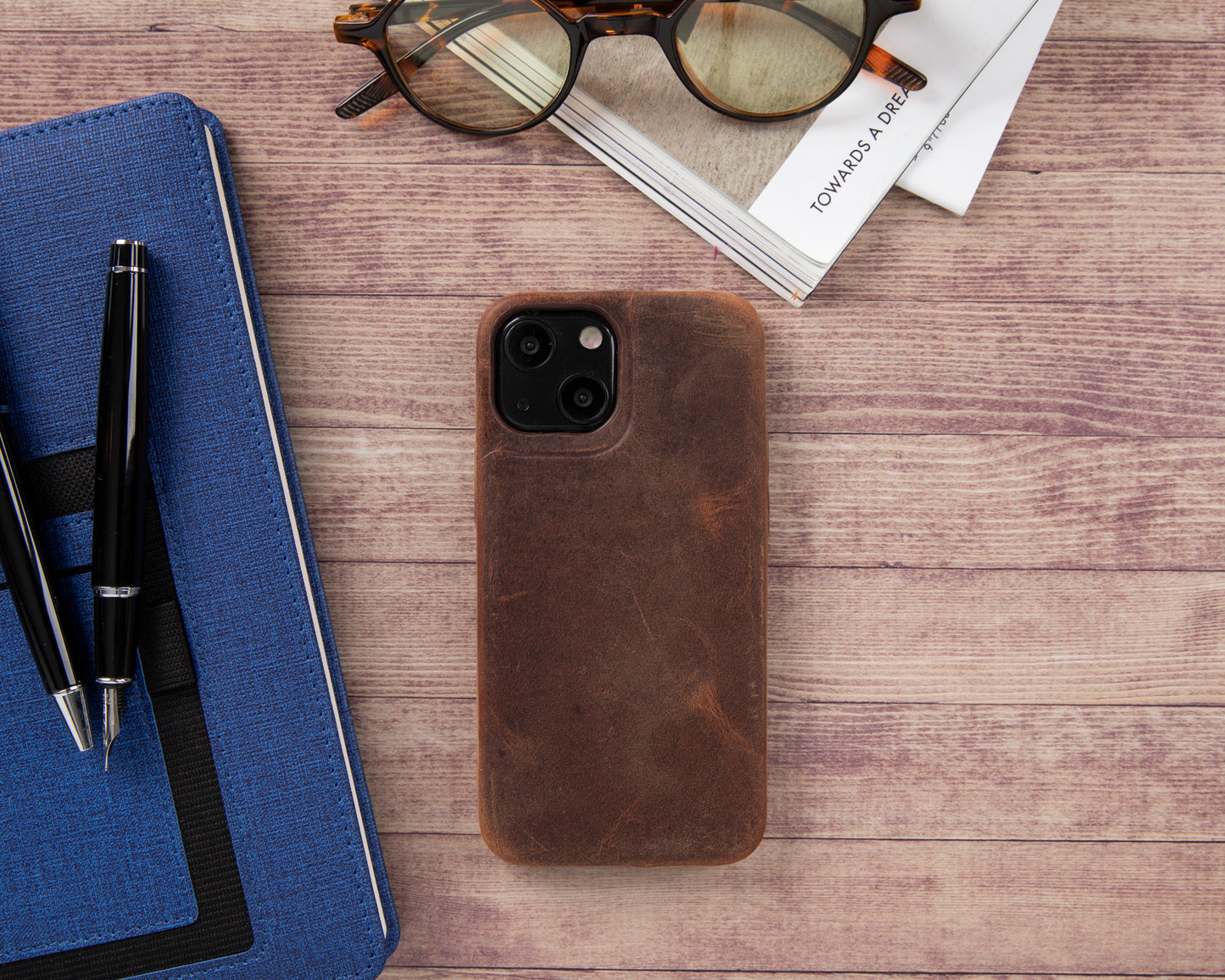 iPhone 13 Mini (5.4") Full Leather MagSafe Snap On Case - Teak Brown