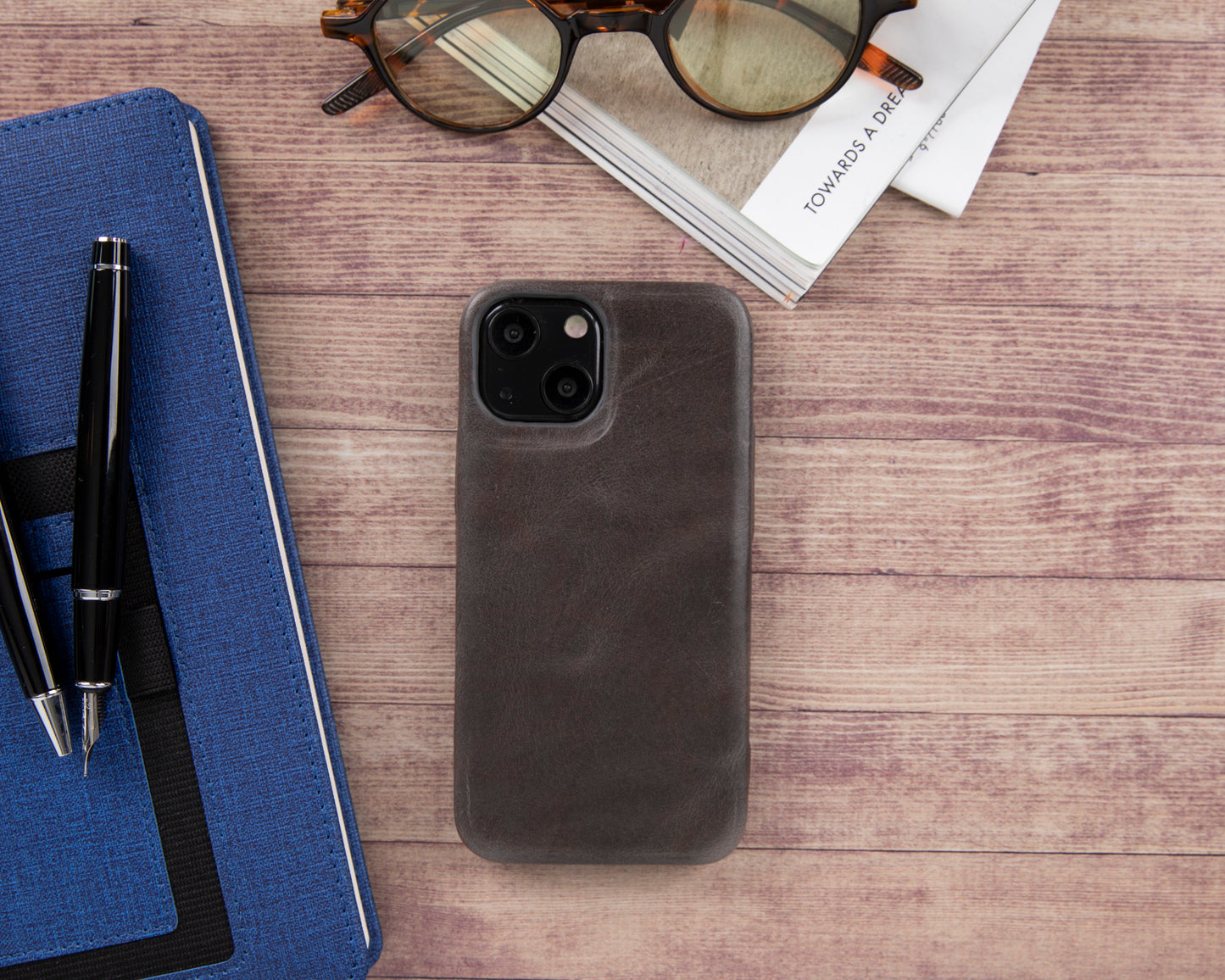 iPhone 13 Mini (5.4") Full Leather MagSafe Snap On Case - Rustic Black