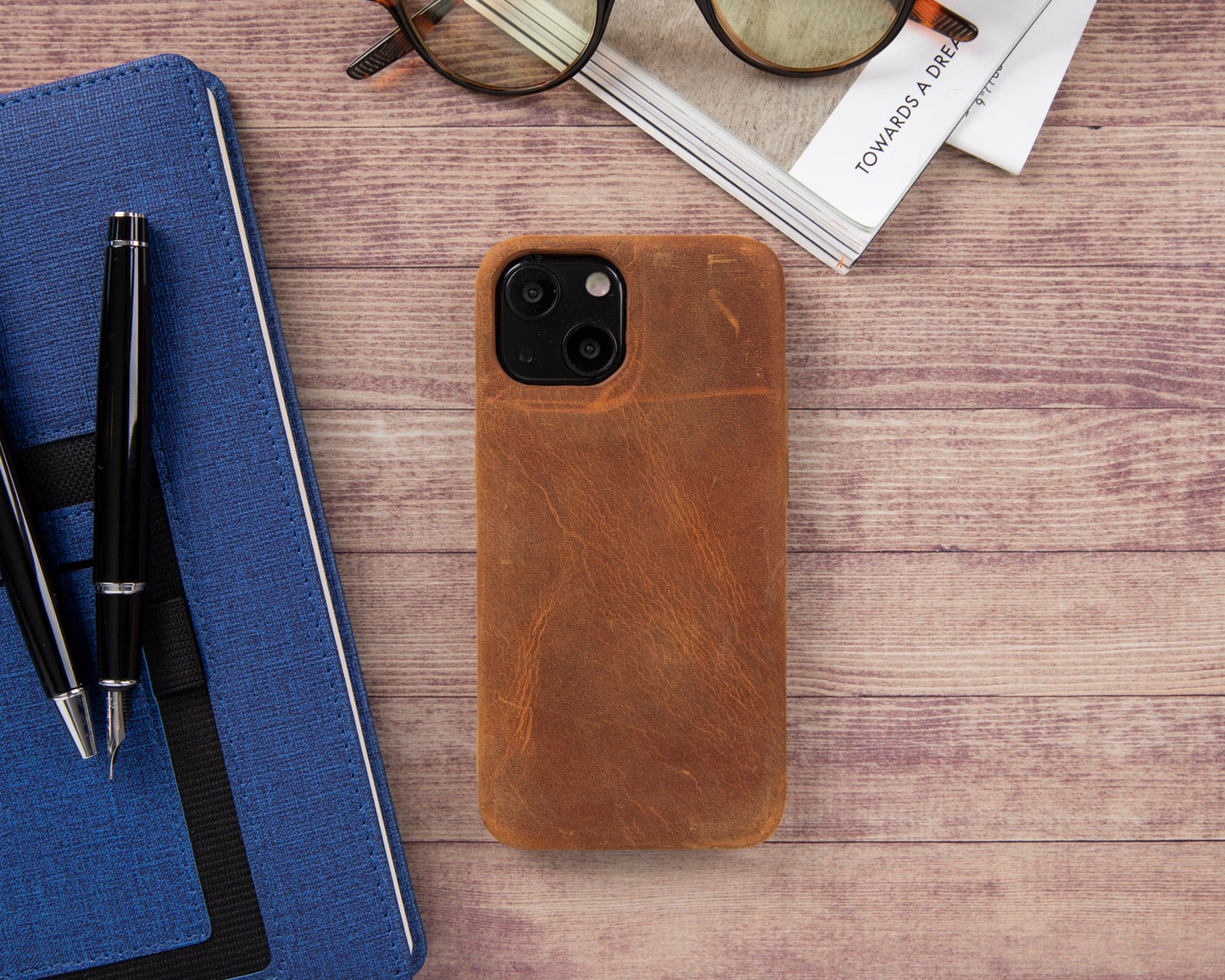 iPhone 13 (6.1") Full Leather MagSafe Snap On Case - Dark Brown