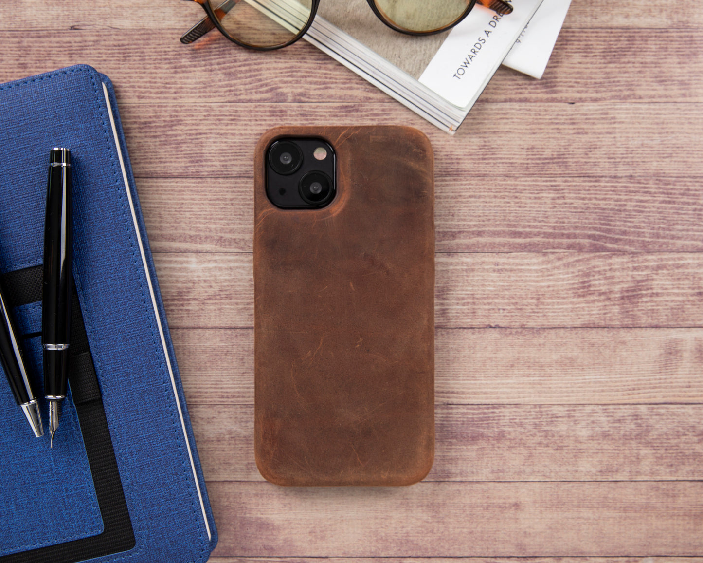 13 (6.1") Full Leather MagSafe Snap On Case - Teak Brown