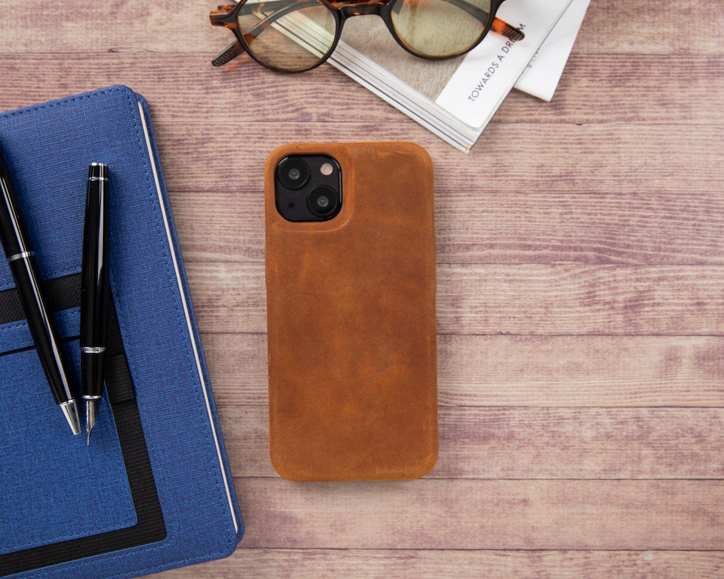 iPhone 13 Mini (5.4") Full Leather MagSafe Snap On Case - Camel
