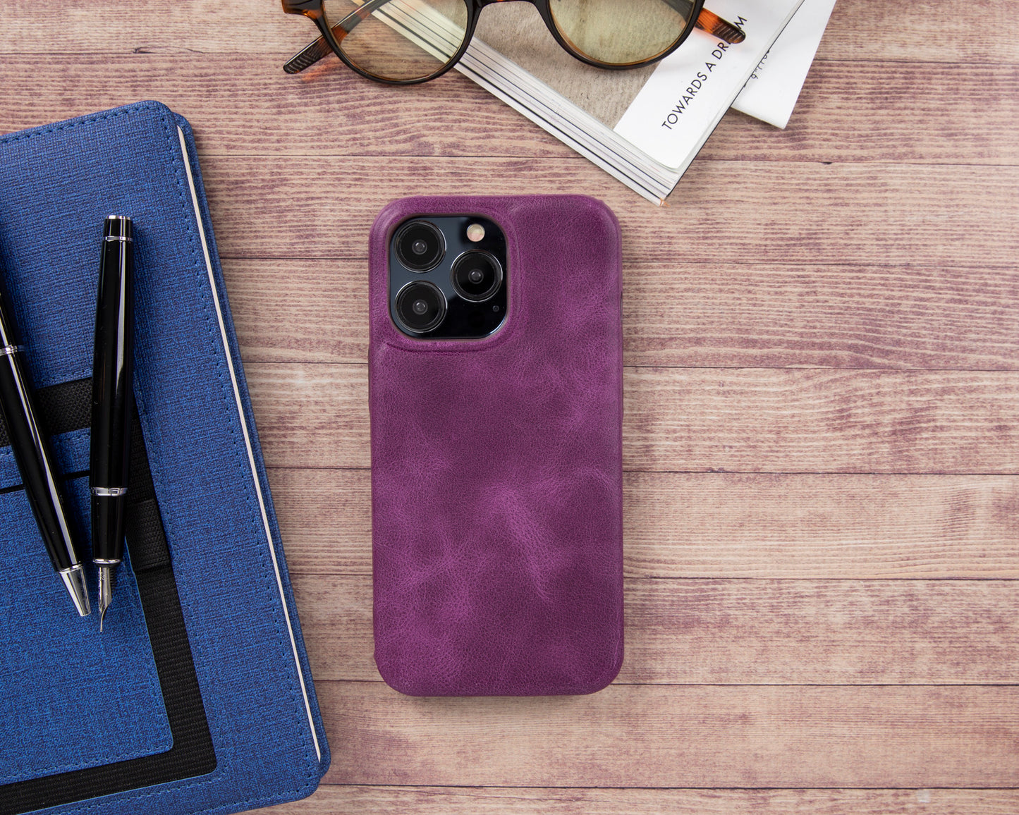 iPhone 13 Pro Max (6.7") Full Leather MagSafe Snap On Case - Purple