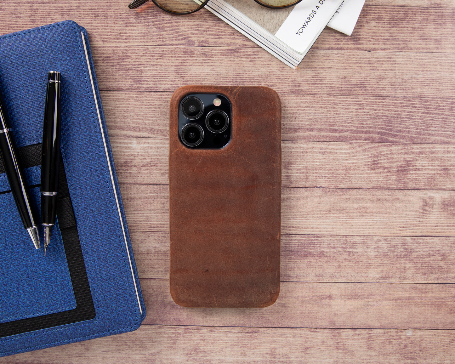 iPhone 13 Pro (6.1") Full Leather MagSafe Snap On Case - Teak Brown