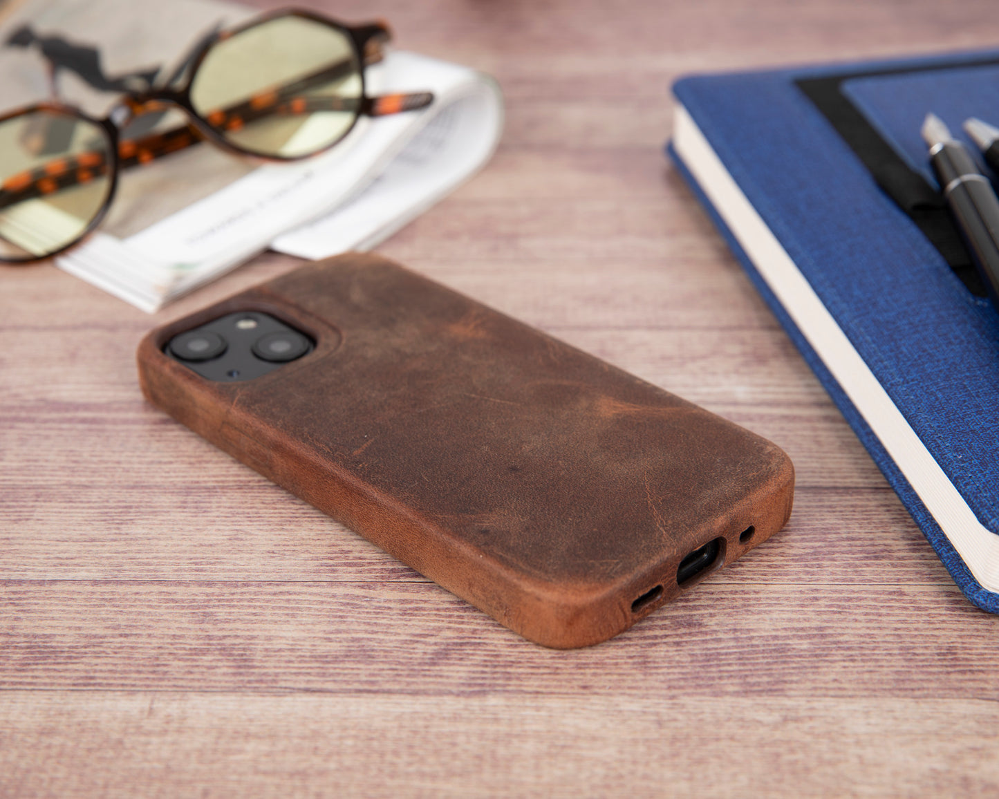 iPhone 13 Mini (5.4") Full Leather MagSafe Snap On Case - Teak Brown