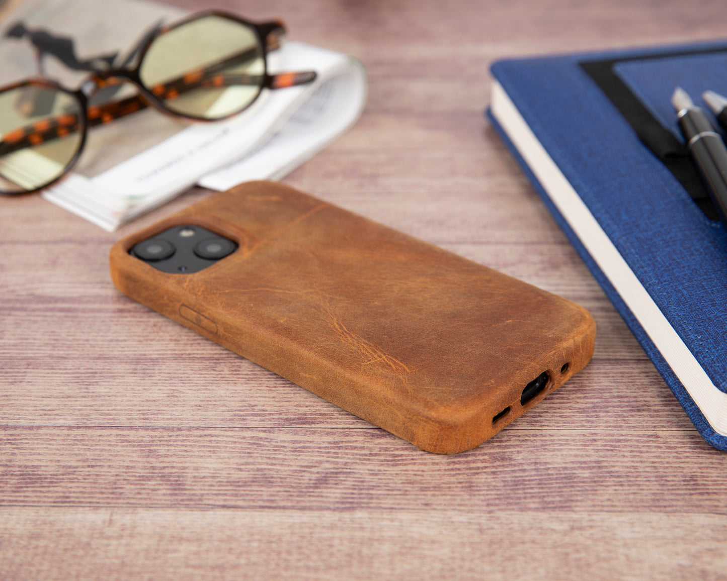 iPhone 13 (6.1") Full Leather MagSafe Snap On Case - Dark Brown