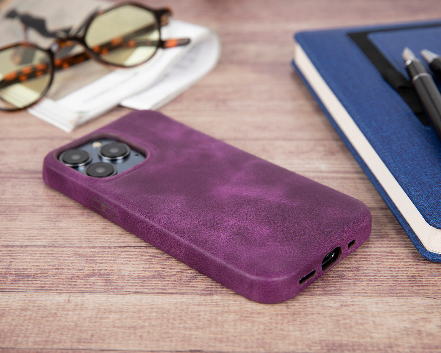 iPhone 13 Pro Max (6.7") Full Leather MagSafe Snap On Case - Purple