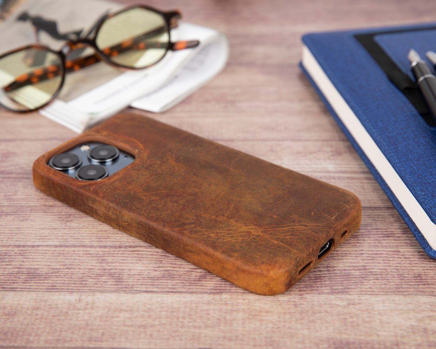 iPhone 13 Pro Max (6.7") Full Leather MagSafe Snap On Case - Dark Brown