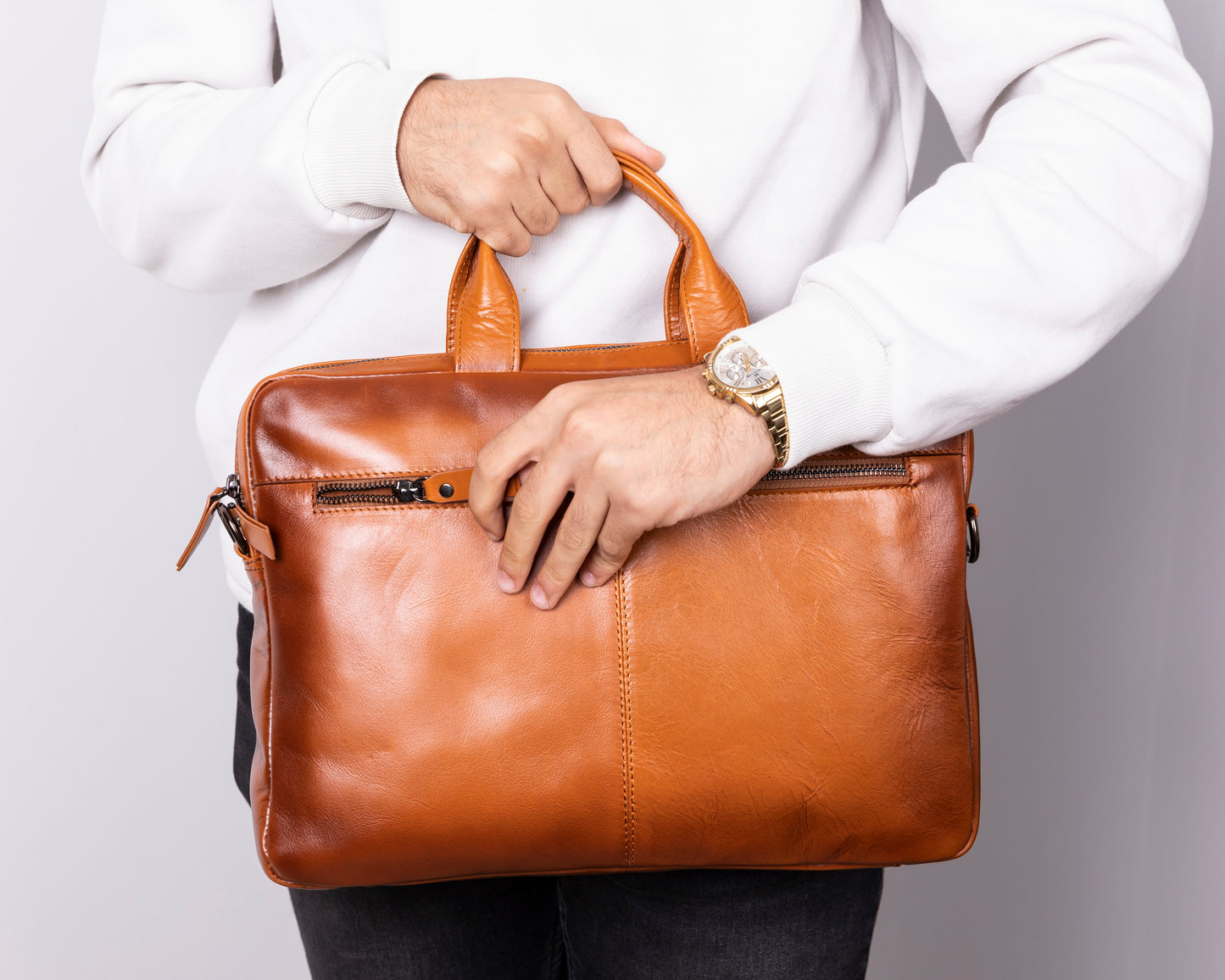 Leather Notebook/Macbook Bag 14" - Rustic Brown
