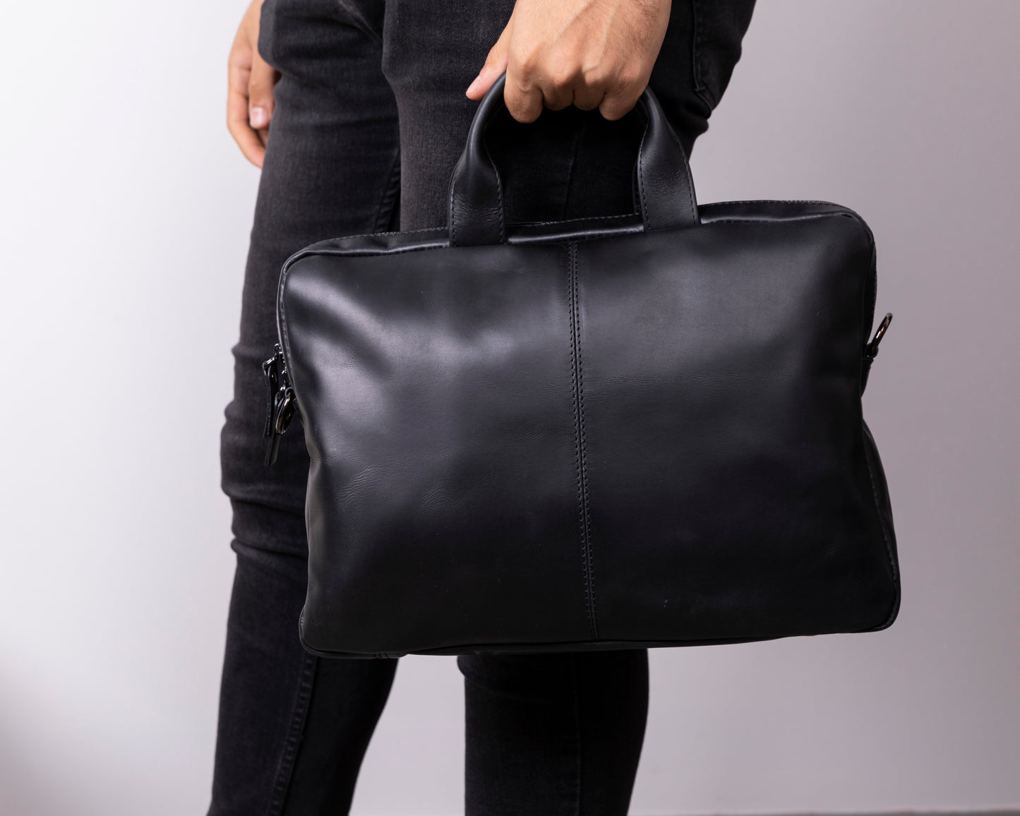 Leather Notebook/Macbook Bag 14" - Rustic Black