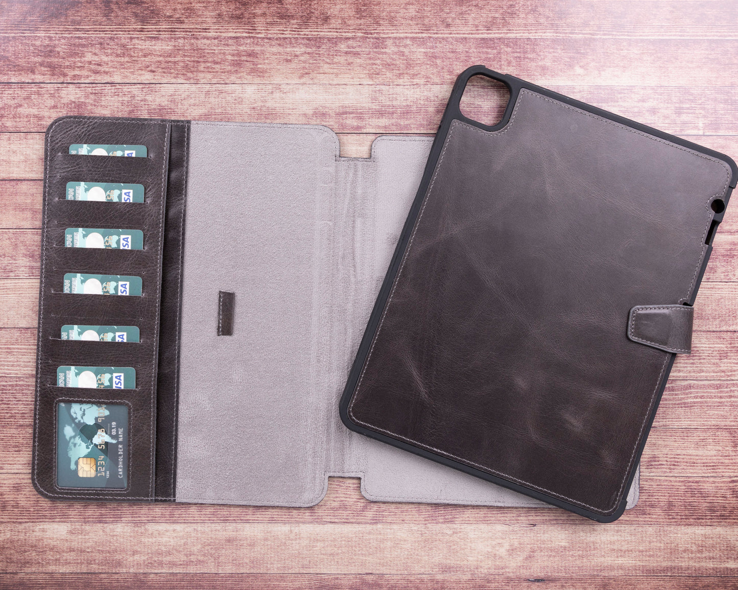 Apple iPad Pro (11") Leather Detachable Wallet Case - Rustic Black