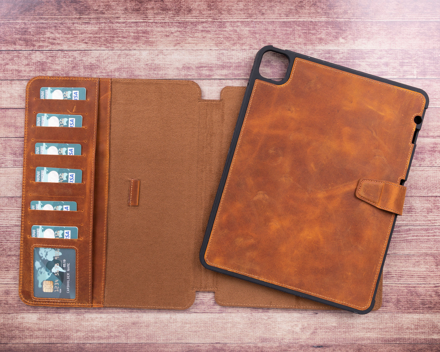 Apple iPad Pro (11") Leather Detachable Wallet Case - Brown