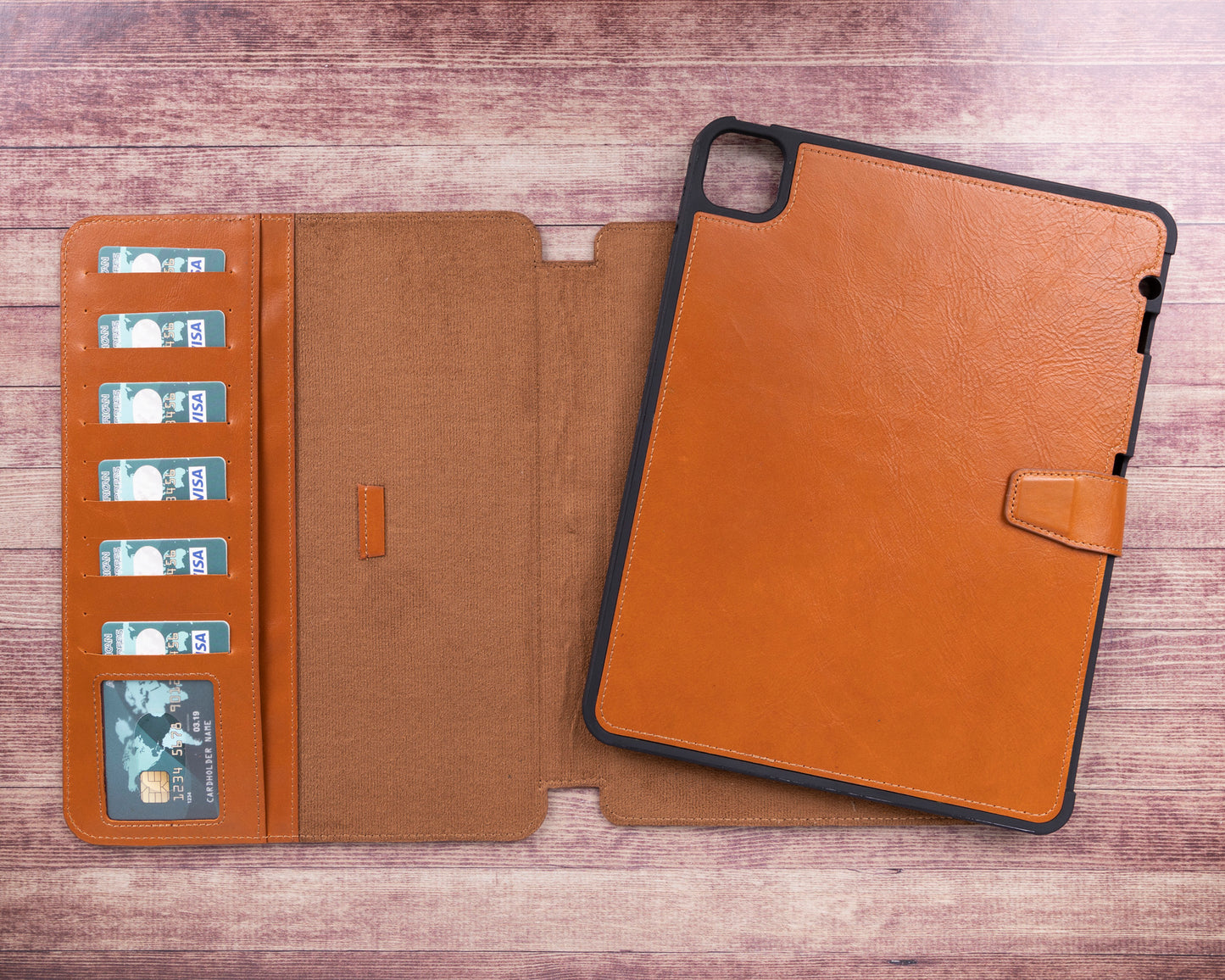 Apple iPad Pro (11") Leather Detachable Wallet Case - Light Brown