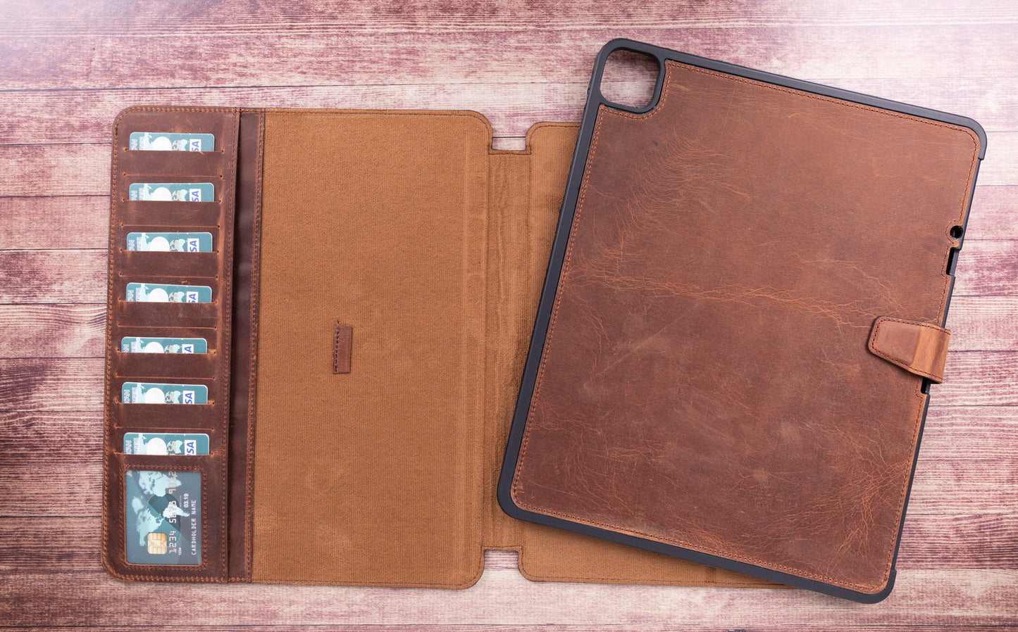 Apple iPad Pro (11") Leather Detachable Wallet Case - Teak Brown