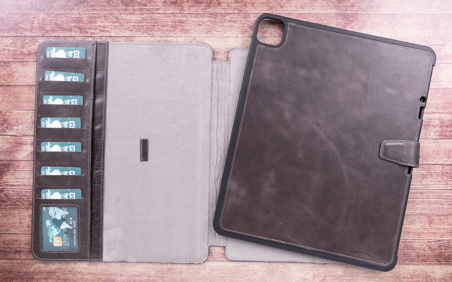 Apple iPad Pro (12.9") Leather Detachable Wallet Case - Rustic Black
