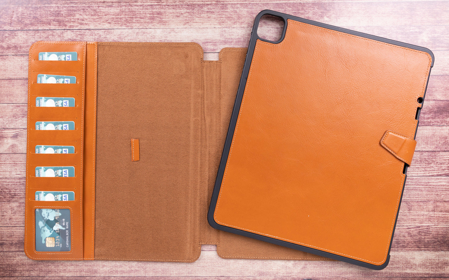 Apple iPad Pro (12.9") Leather Detachable Wallet Case - Light Brown