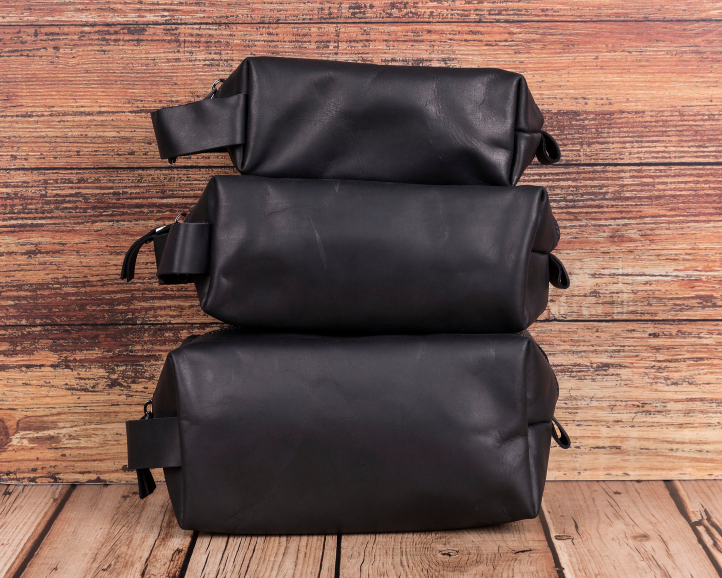 Leather Women Make Up Bag - Antic Black