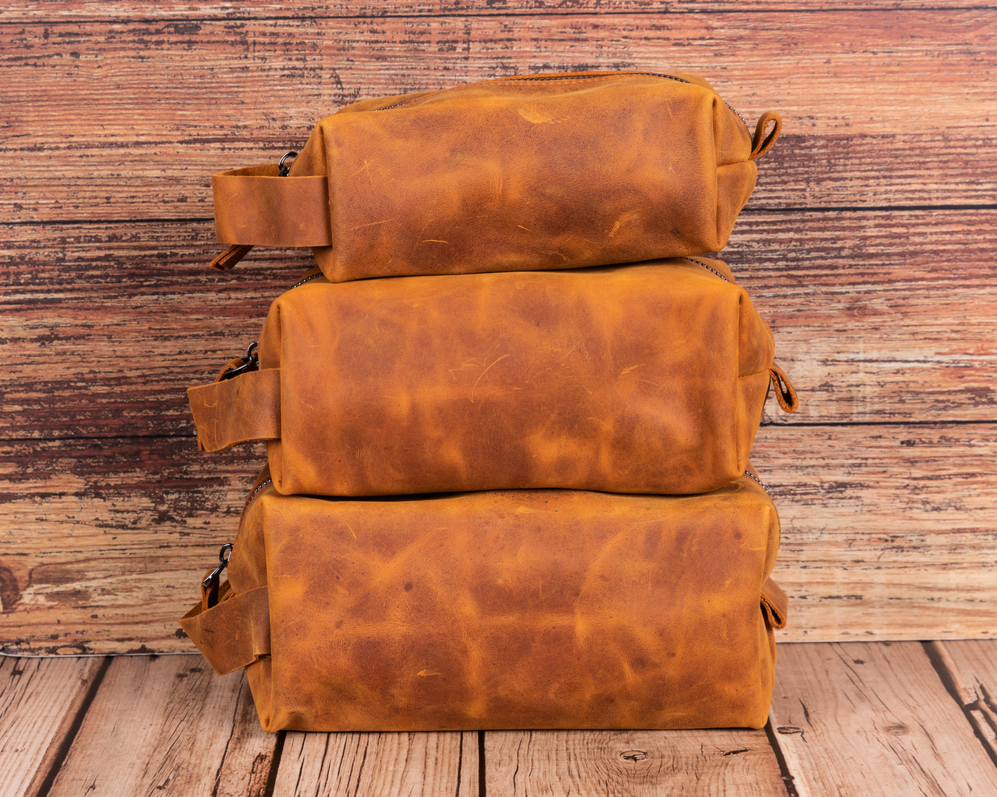 Leather Women Make Up Bag - Dark Brown