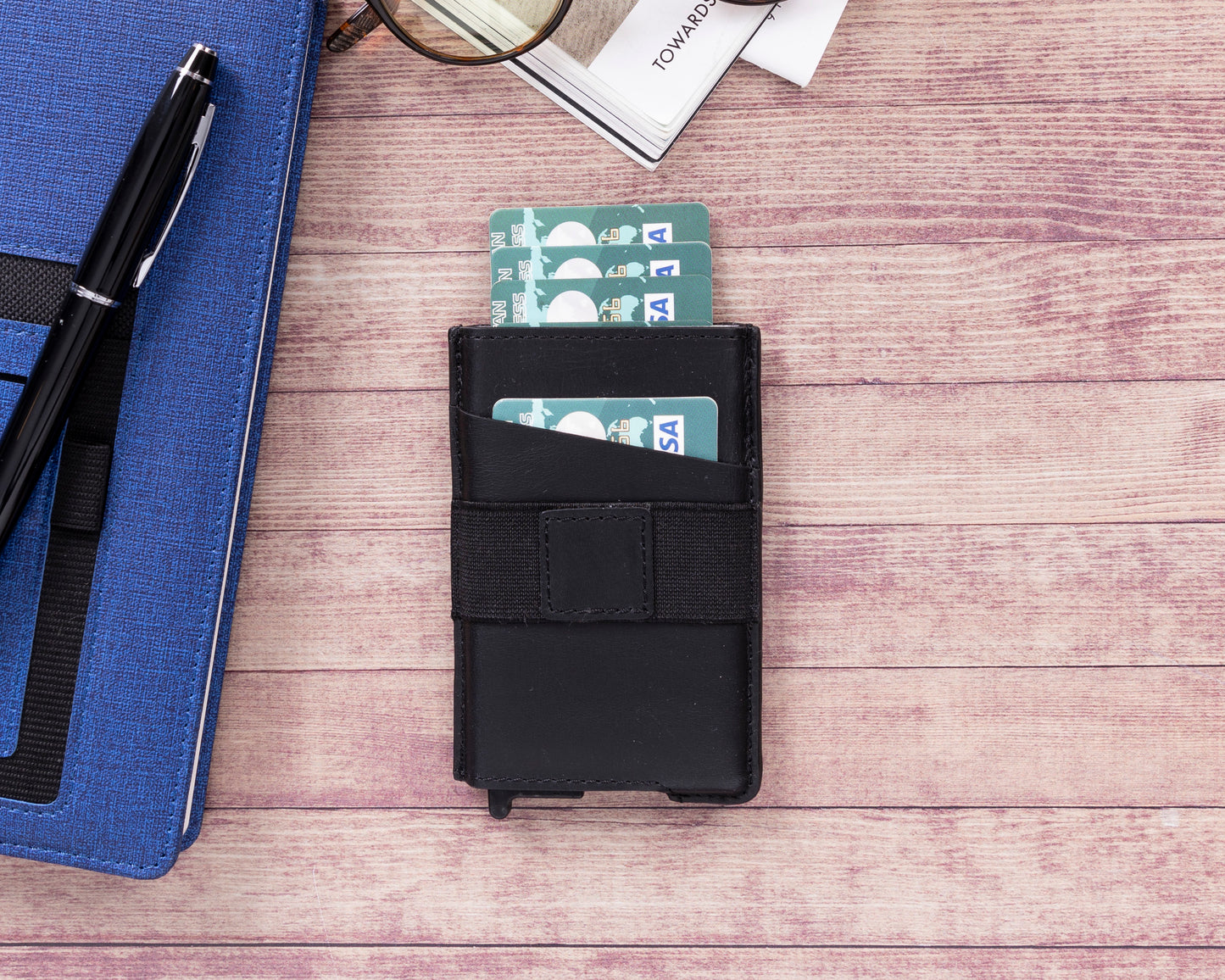 Thomson Leather Mechanic Card Holder - Rustic Black
