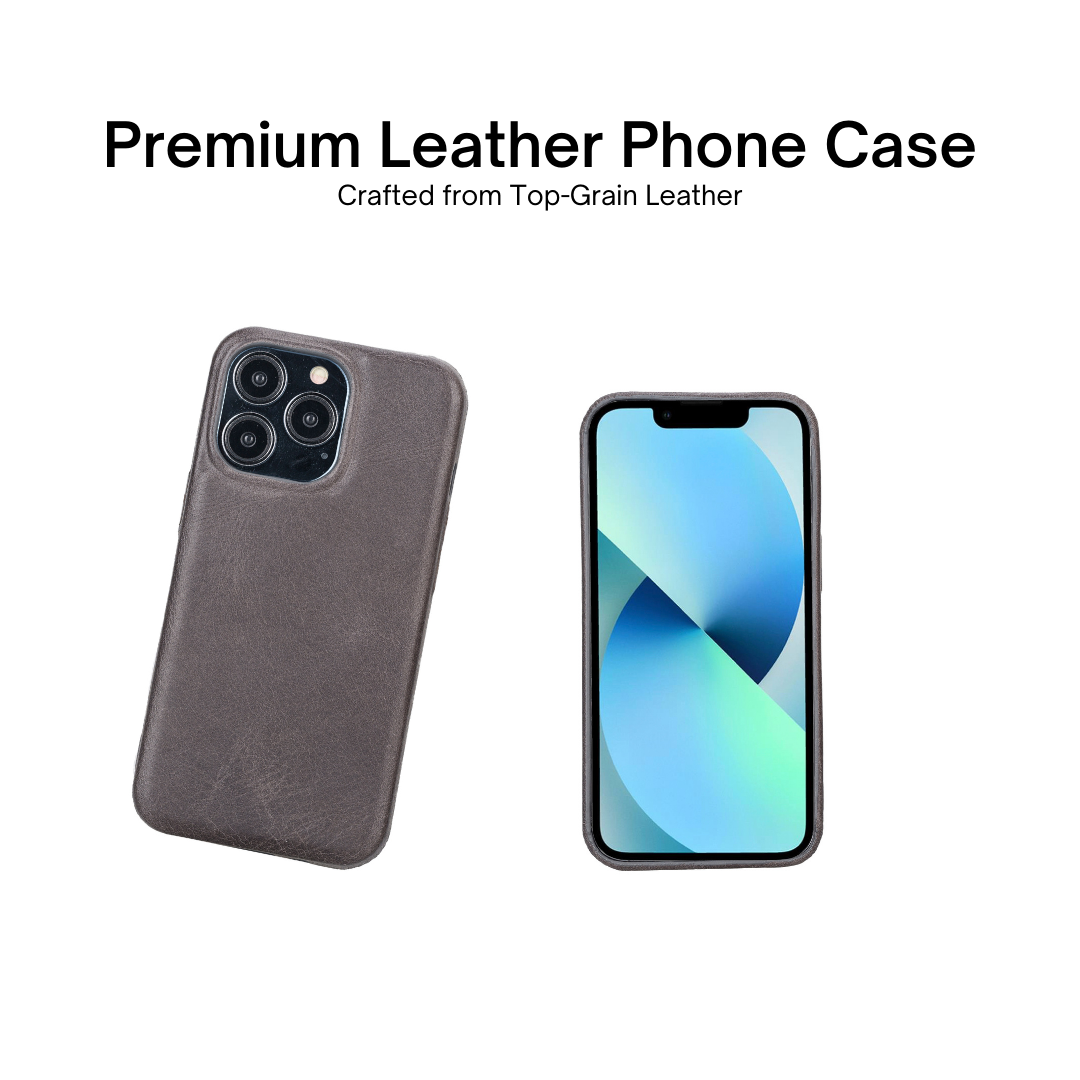 iPhone 13 Pro (6.1") Full Leather MagSafe Snap On Case - Rustic Black