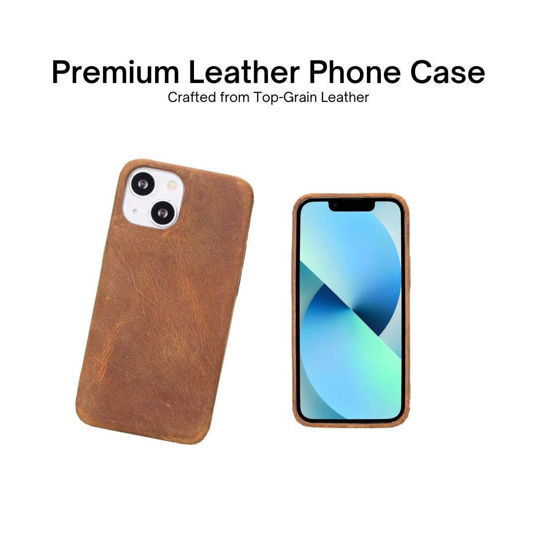 iPhone 13 Mini (5.4") Full Leather MagSafe Snap On Case - Camel