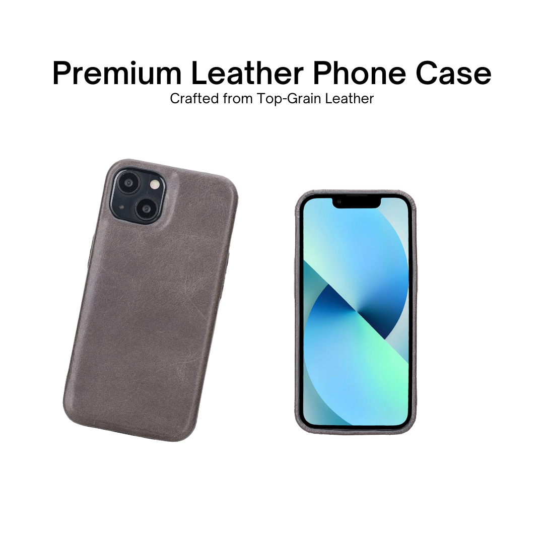 iPhone 13 (6.1") Full Leather MagSafe Snap On Case - Rustic Black