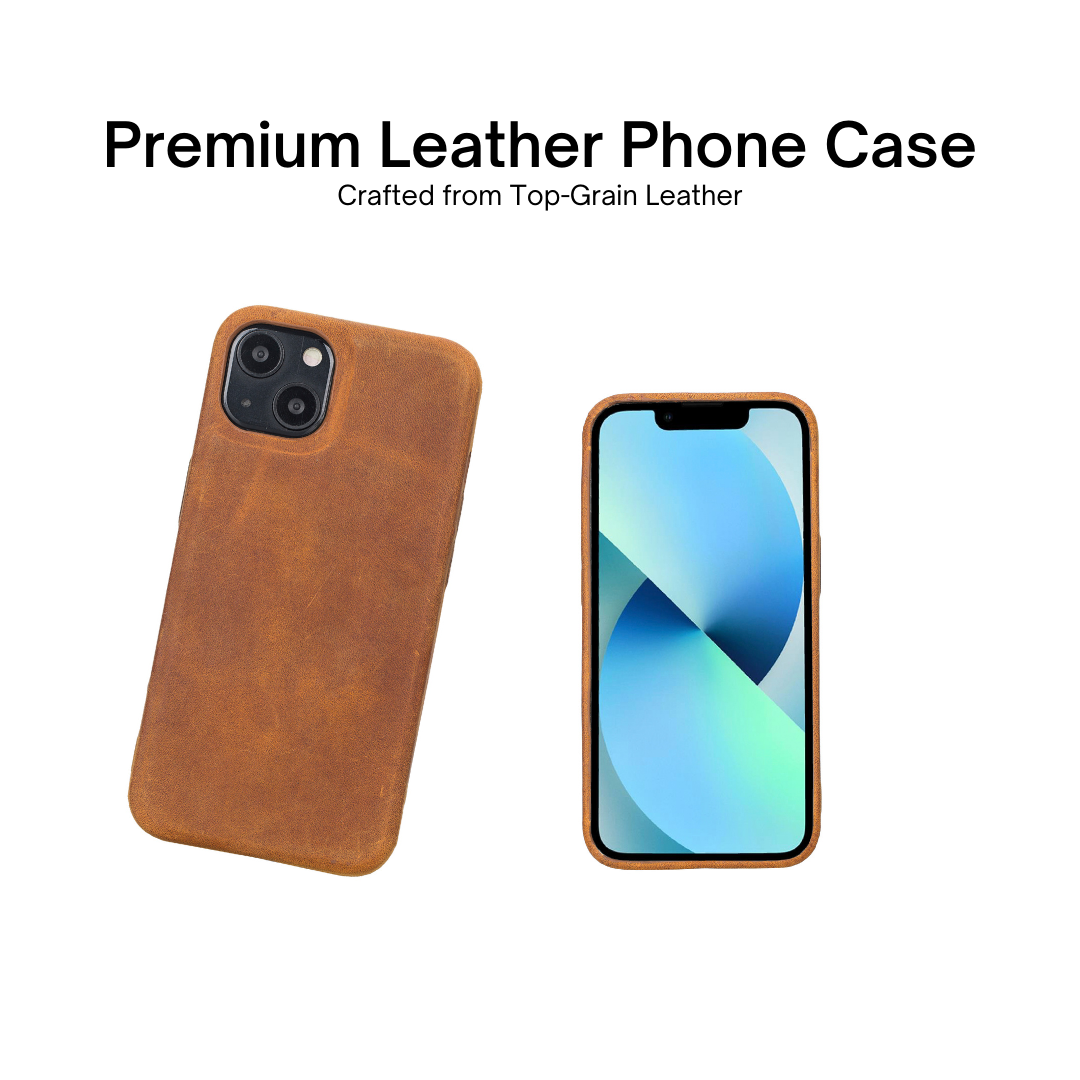 iPhone 13 (6.1") Full Leather MagSafe Snap On Case - Dark Brown