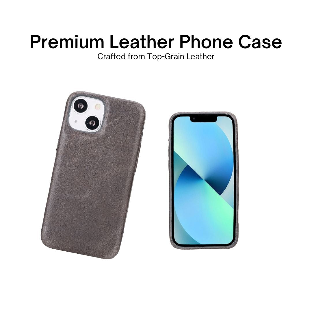 iPhone 13 Mini (5.4") Full Leather MagSafe Snap On Case - Rustic Black