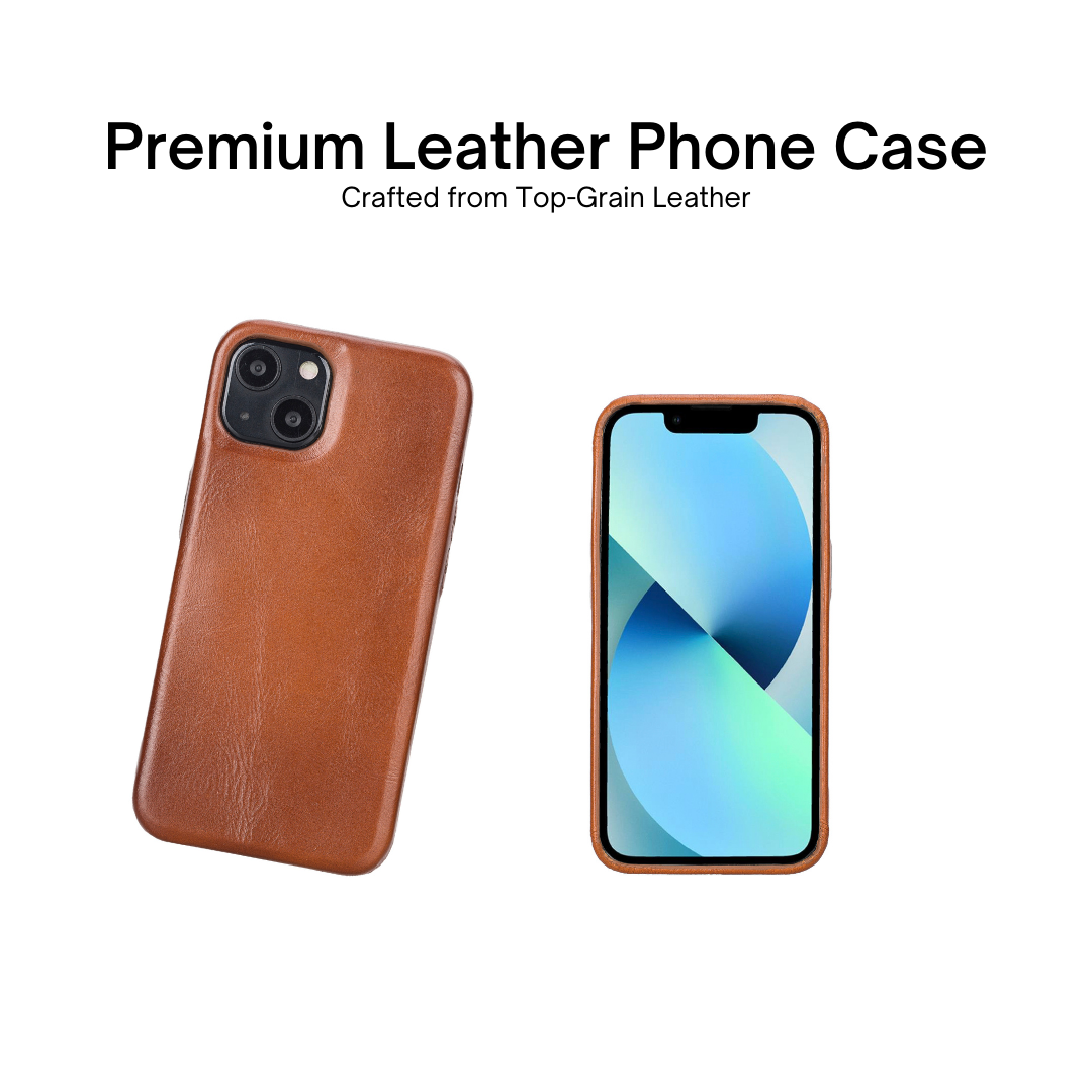 iPhone 13 (6.1") Full Leather MagSafe Snap On Case - Rustic Brown