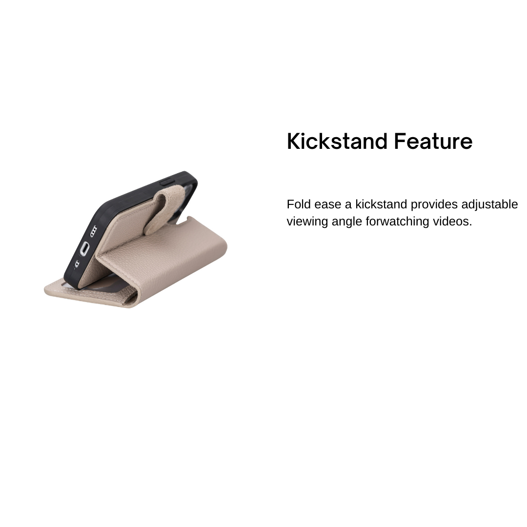 iPhone 13 Mini (5.4") Leather MagSafe RFID Magnetic Detachable Wallet Case - Beige