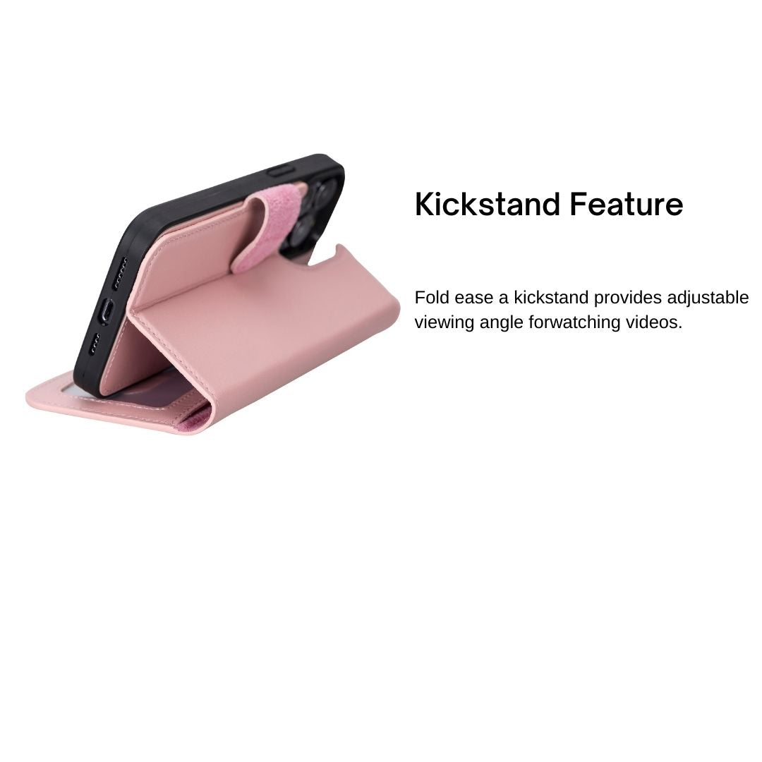 iPhone 13 Pro Max (6.7") Leather MagSafe RFID Magnetic Detachable Wallet Case - Pink