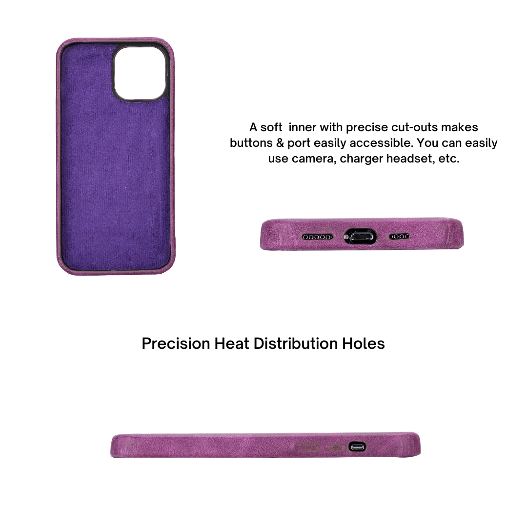 iPhone 13 Pro Max (6.7") Full Leather MagSafe Snap On Case - Purple