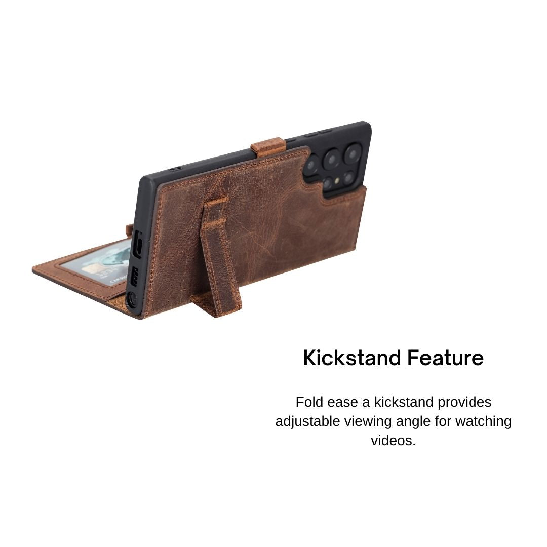 Samsung Galaxy S22 (6.1") Leather Wallet Case - Teak Brown