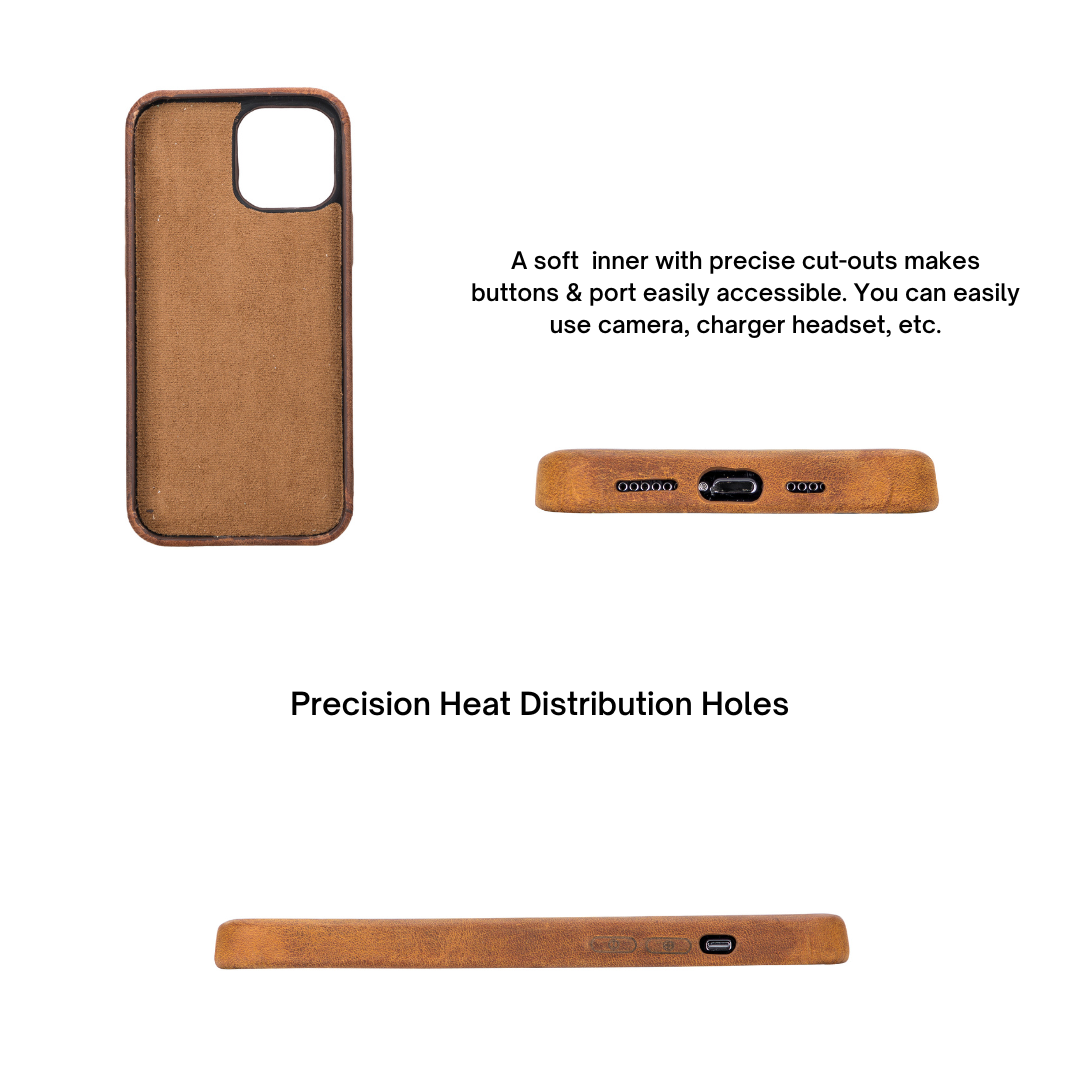 iPhone 13 Pro Max (6.7") Full Leather MagSafe Snap On Case - Dark Brown