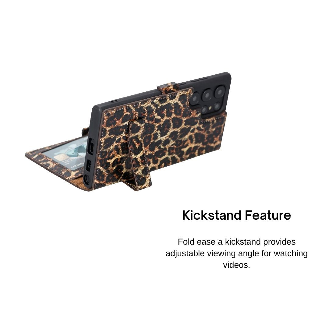 Samsung Galaxy S22 Ultra (6.8") Leather Wallet Case - Black Leopard