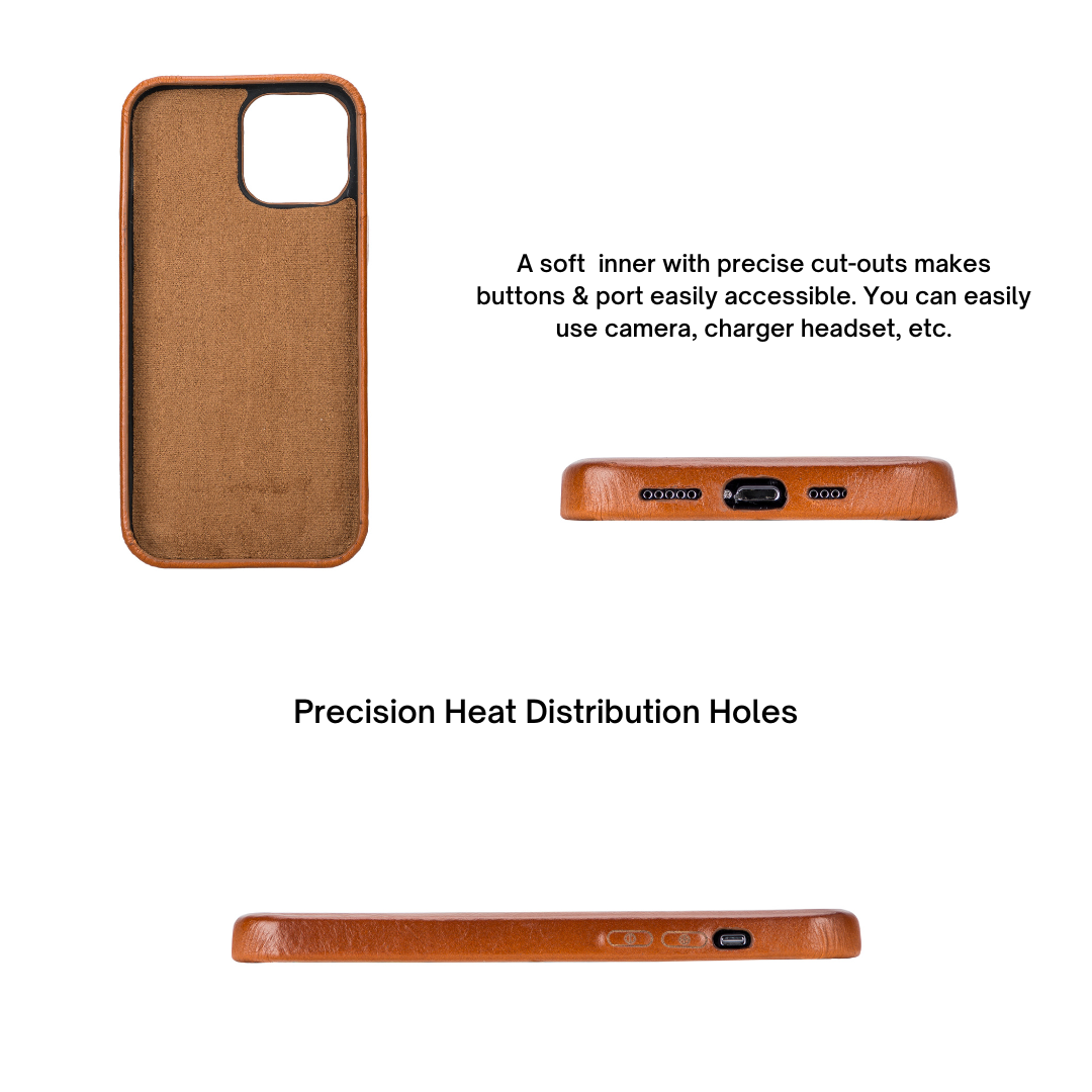 iPhone 13 Pro Max (6.7") Full Leather MagSafe Snap On Case - Rustic Brown
