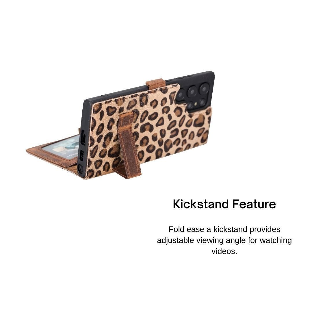 Samsung Galaxy S22 Plus (6.6") Leather Wallet Case - Furry Leopard