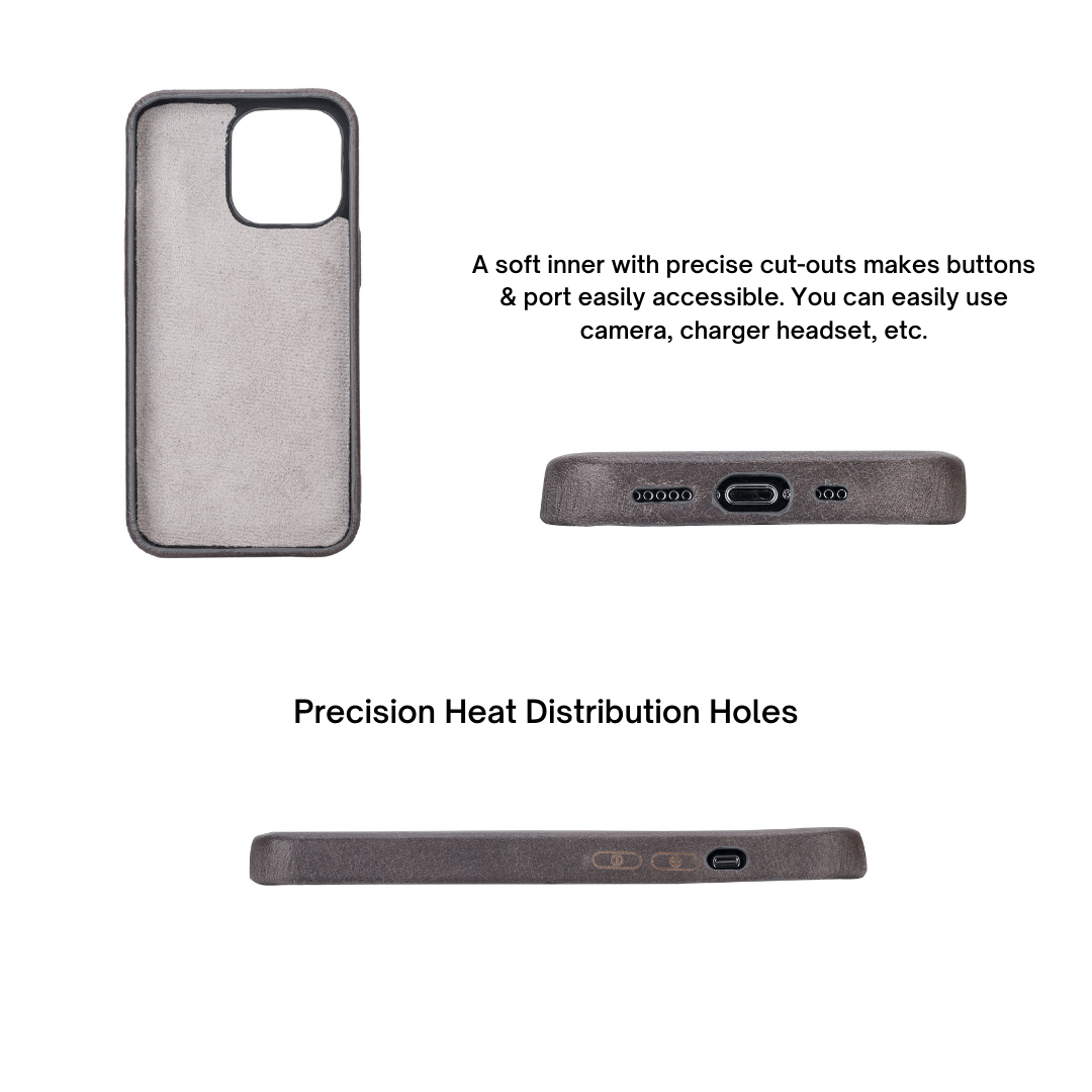 iPhone 13 Pro (6.1") Full Leather MagSafe Snap On Case - Rustic Black